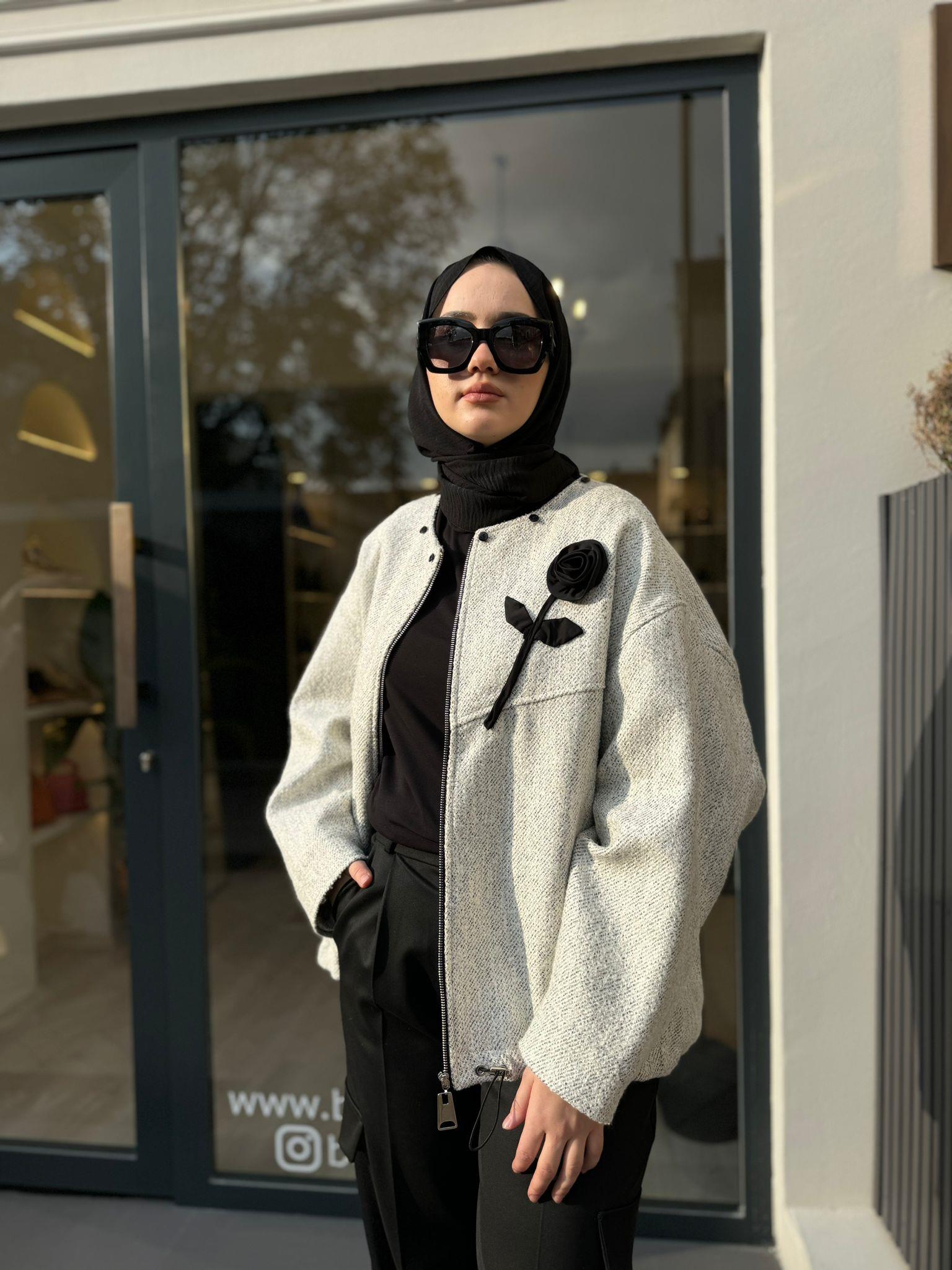 Paraşüt Kapüşonlu Campi Kadın Ceket Gri