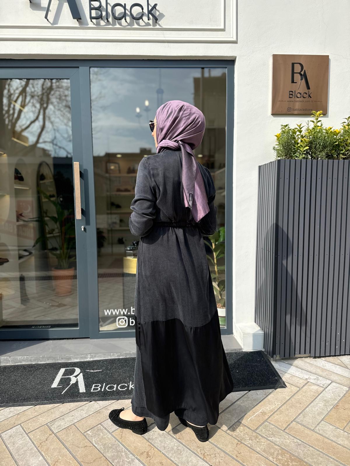 Parçalı Fermuarlı Kadın Kap Siyah