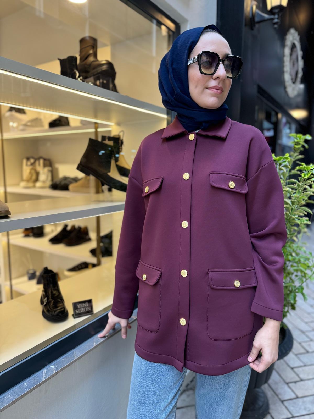 Ravel 4 Cepli Puf Ceket Bordo