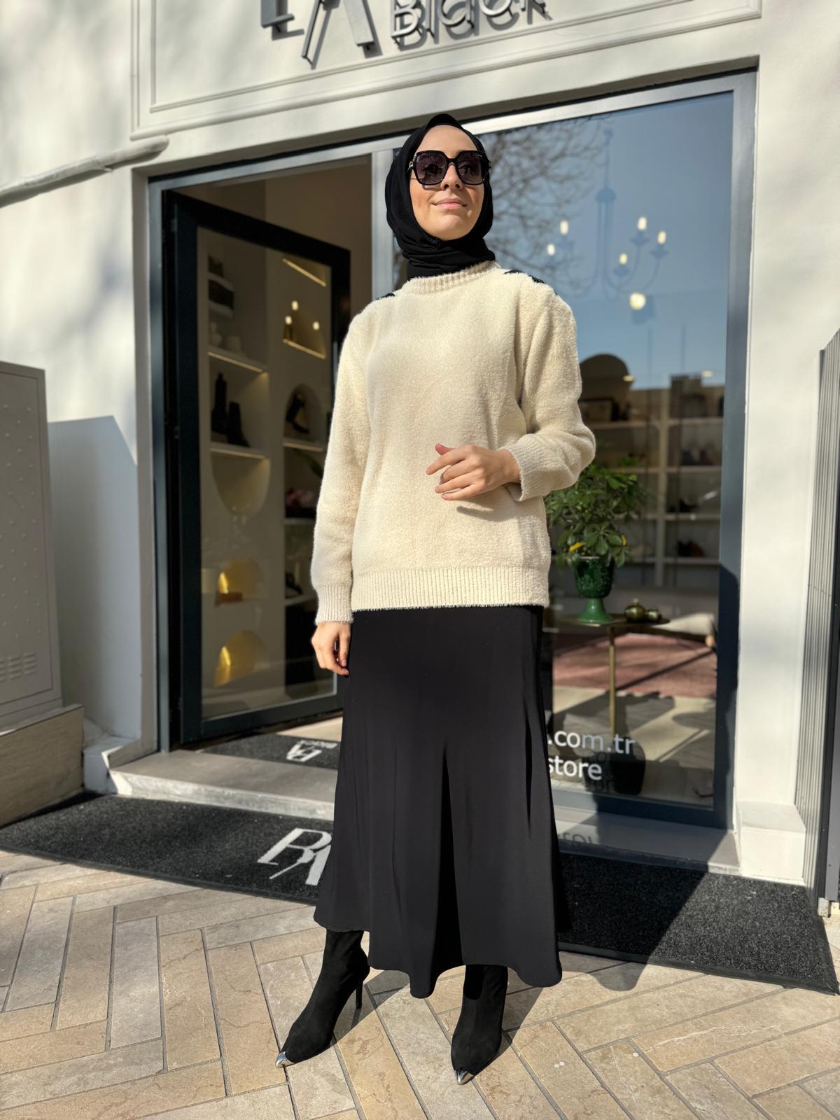 Saten Görünümlü Basic Kadın Etek Siyah