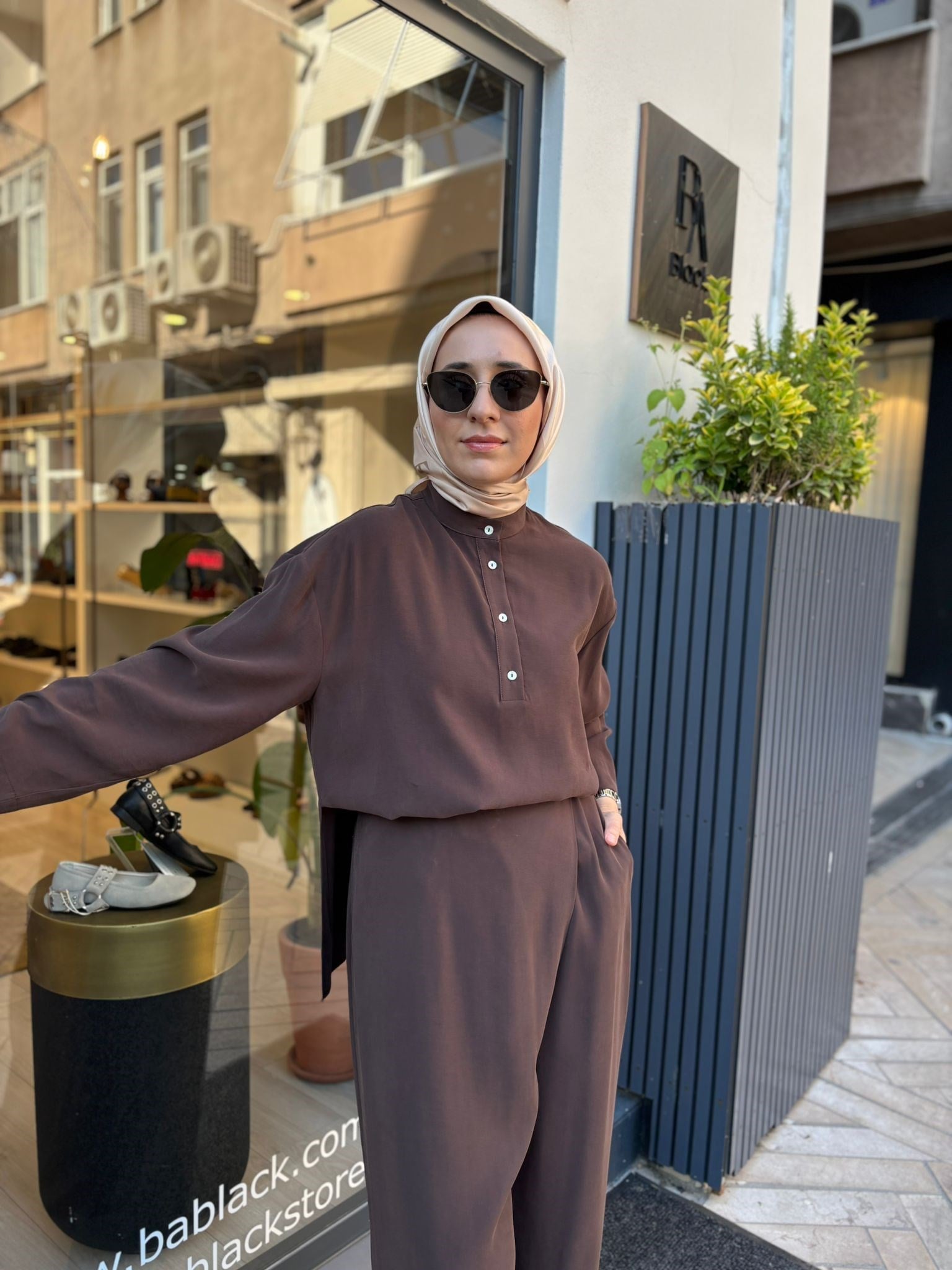 TD2224 Ronea Kadın Pantolonlu Takım Acı Kahve