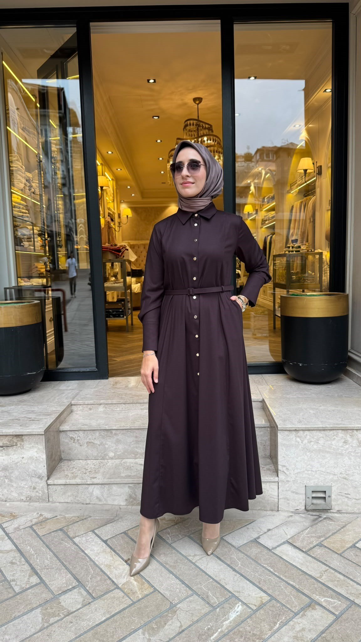 TD26K31000038 Elsa Çıtçıt Detay Kadın Elbise Bordo