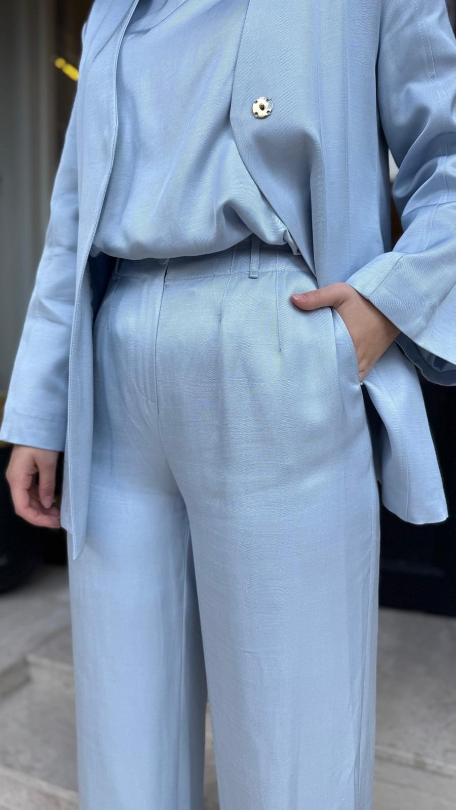 TD26Y05000102 Dore Pantolonlu Kadın Takım Bebek Mavi