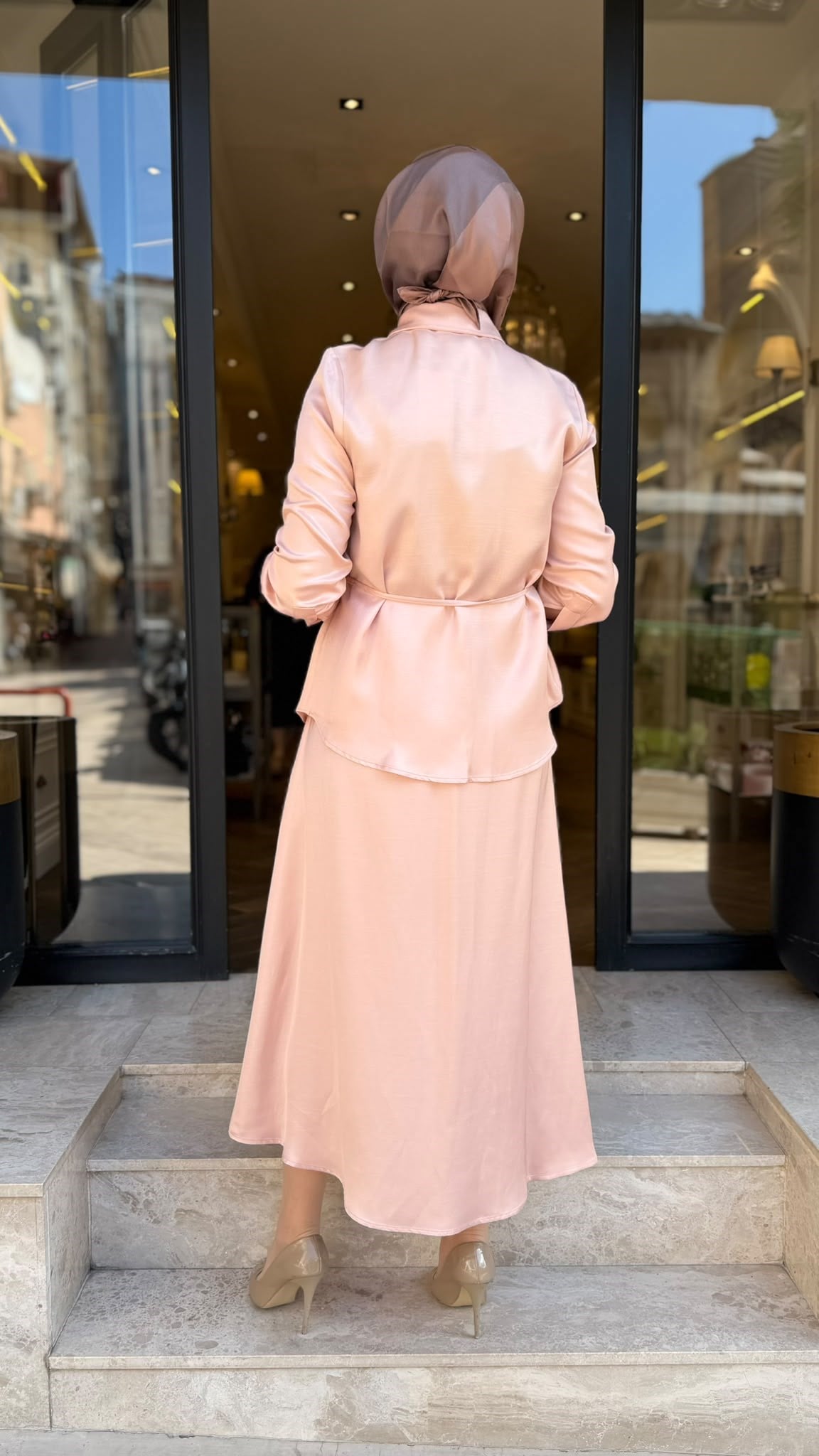 TD26Y05000110 Malina Etekli Kadın Takım Pudra Pembe