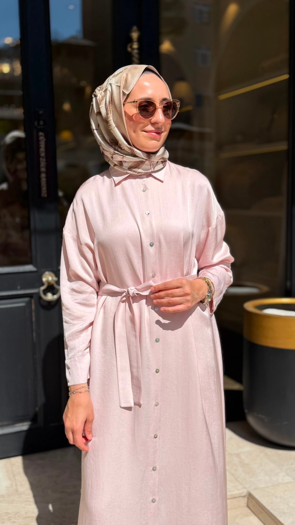 TD26Y31000082 Marıa Asetat Kadın Gömlek Elbise Pudra Pembe