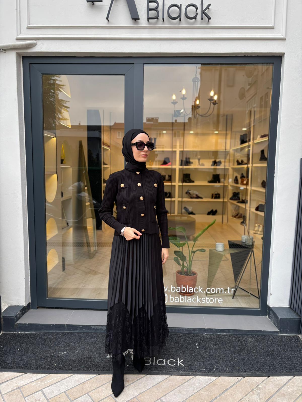 TD2799 Diva Düğmeli Kadın Hırka Siyah