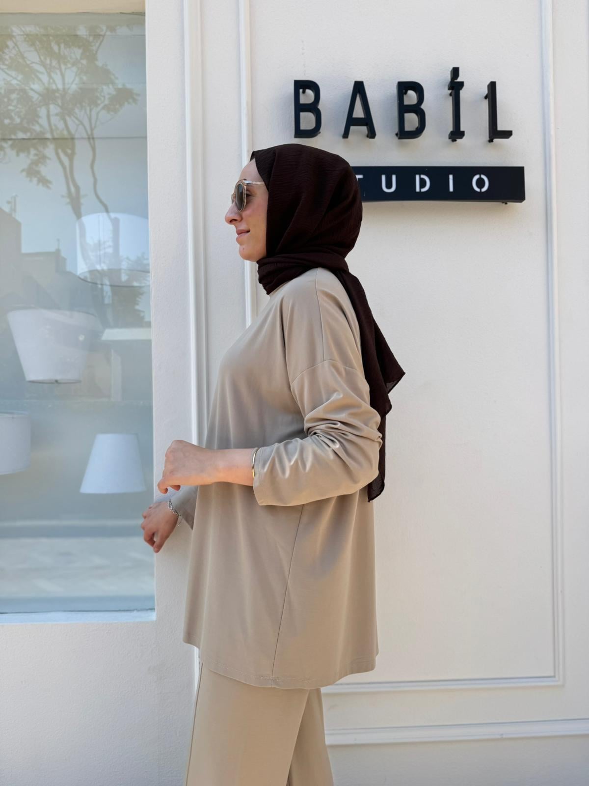 TD3652 Modal Penye Kumaş Basic Kadın Takım Vizon