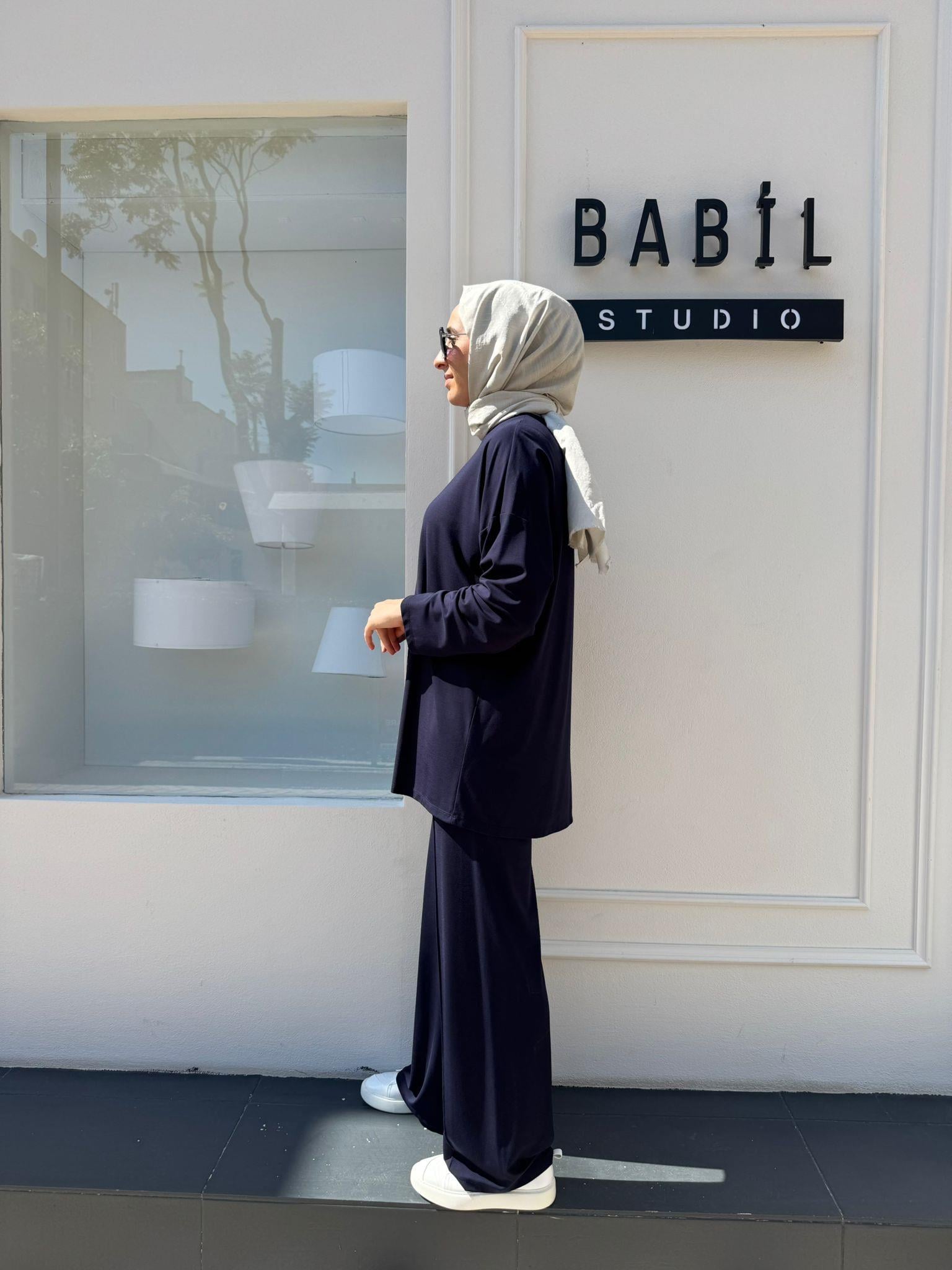 TD3652 Modal Penye Kumaş Basic Kadın Takım Lacivert