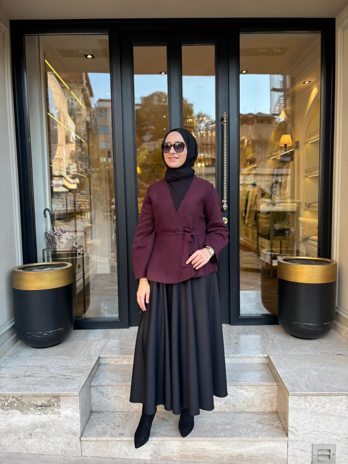 TD3987 Vera Çelik Örme Kadın Hırka Bordo