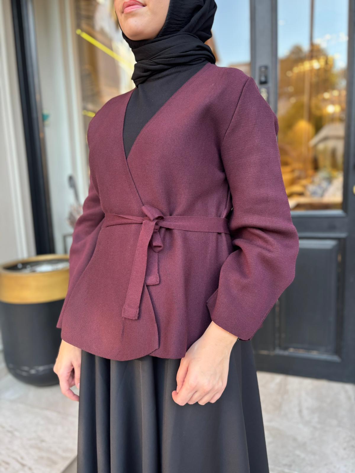 TD3987 Vera Çelik Örme Kadın Hırka Bordo