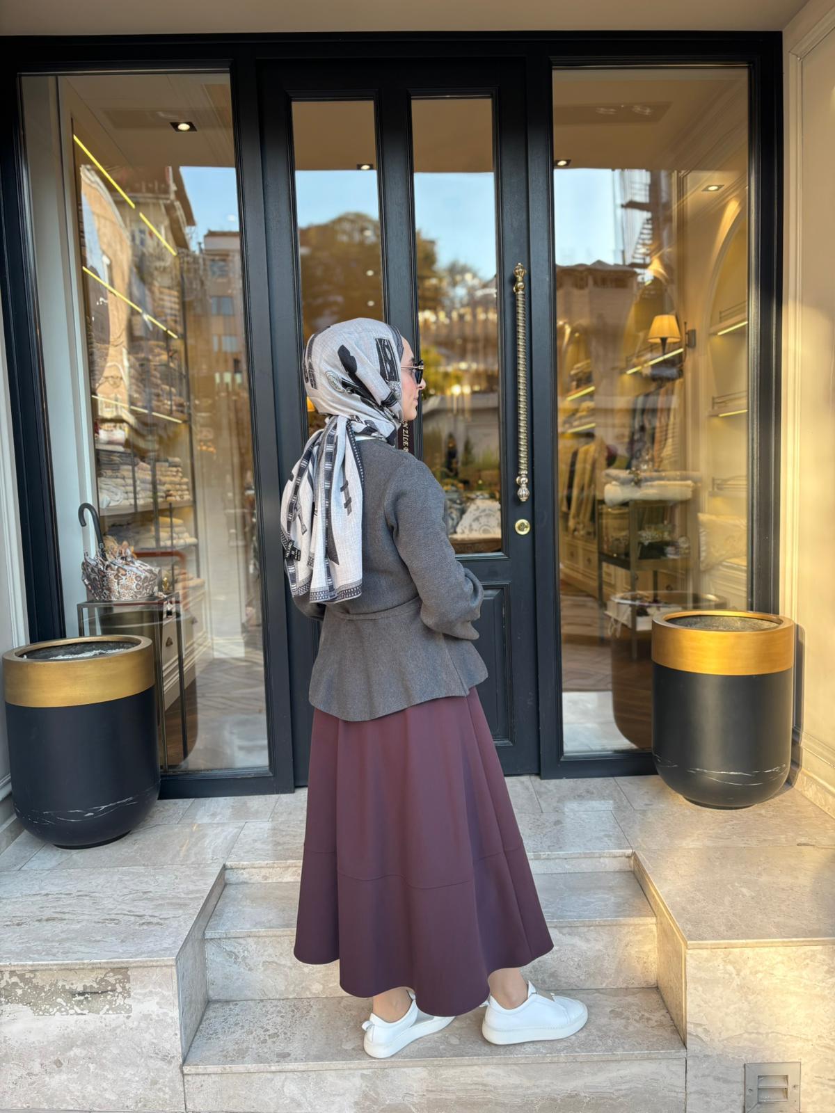 TD3987 Vera Çelik Örme Kadın Hırka Grimelanj