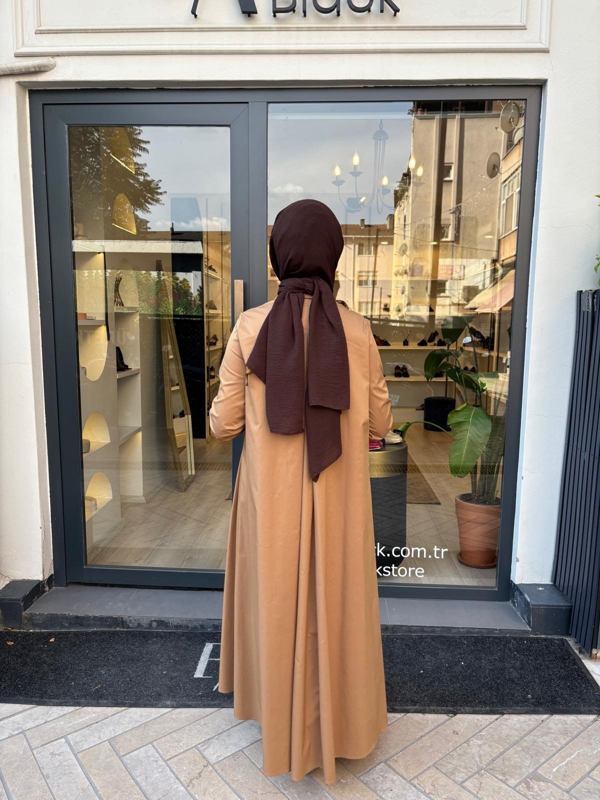 TD4253 Bol Kesim Kadın Elbise Camel