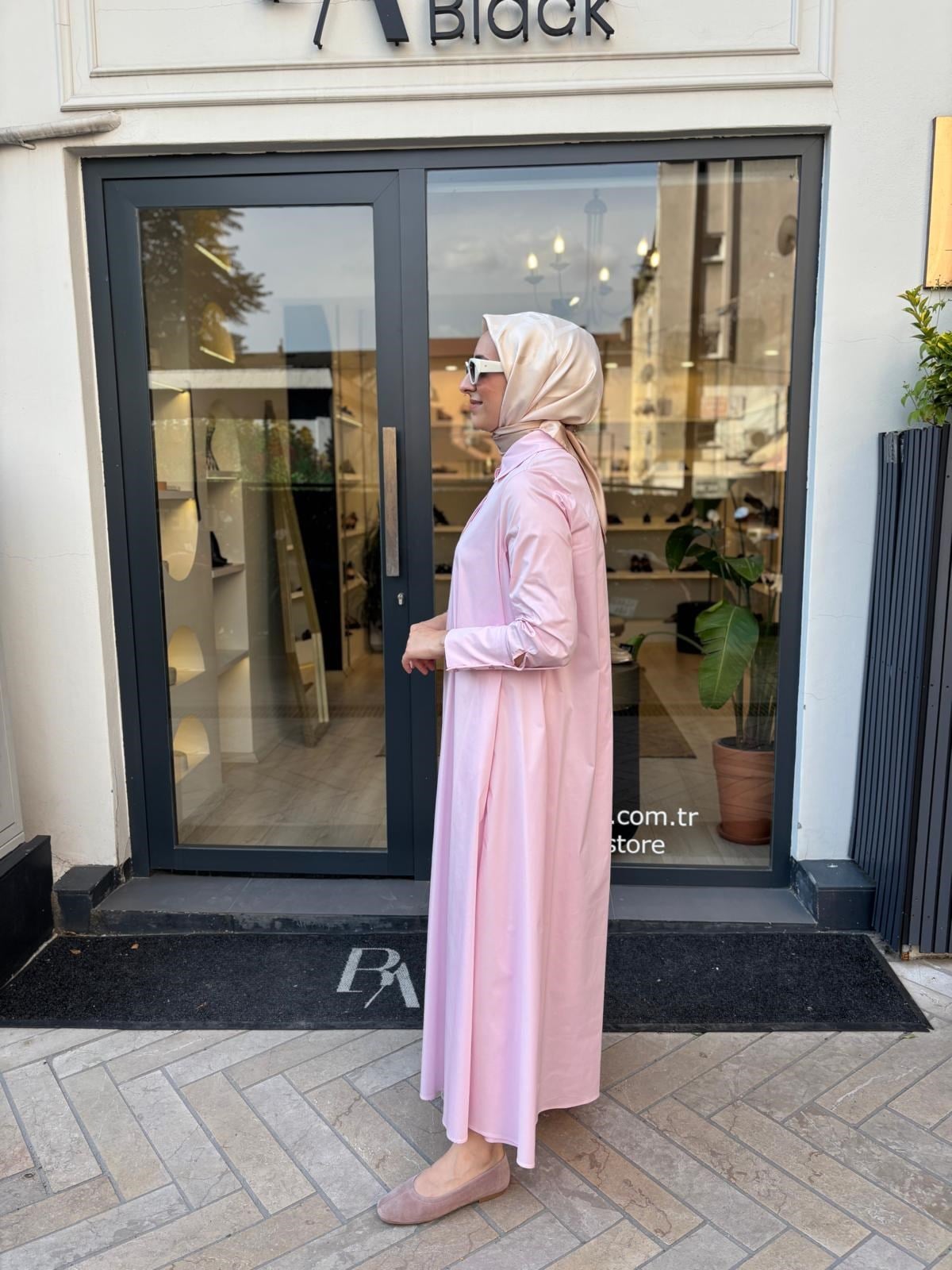 TD4253 Bol Kesim Kadın Elbise Pudra Pembe