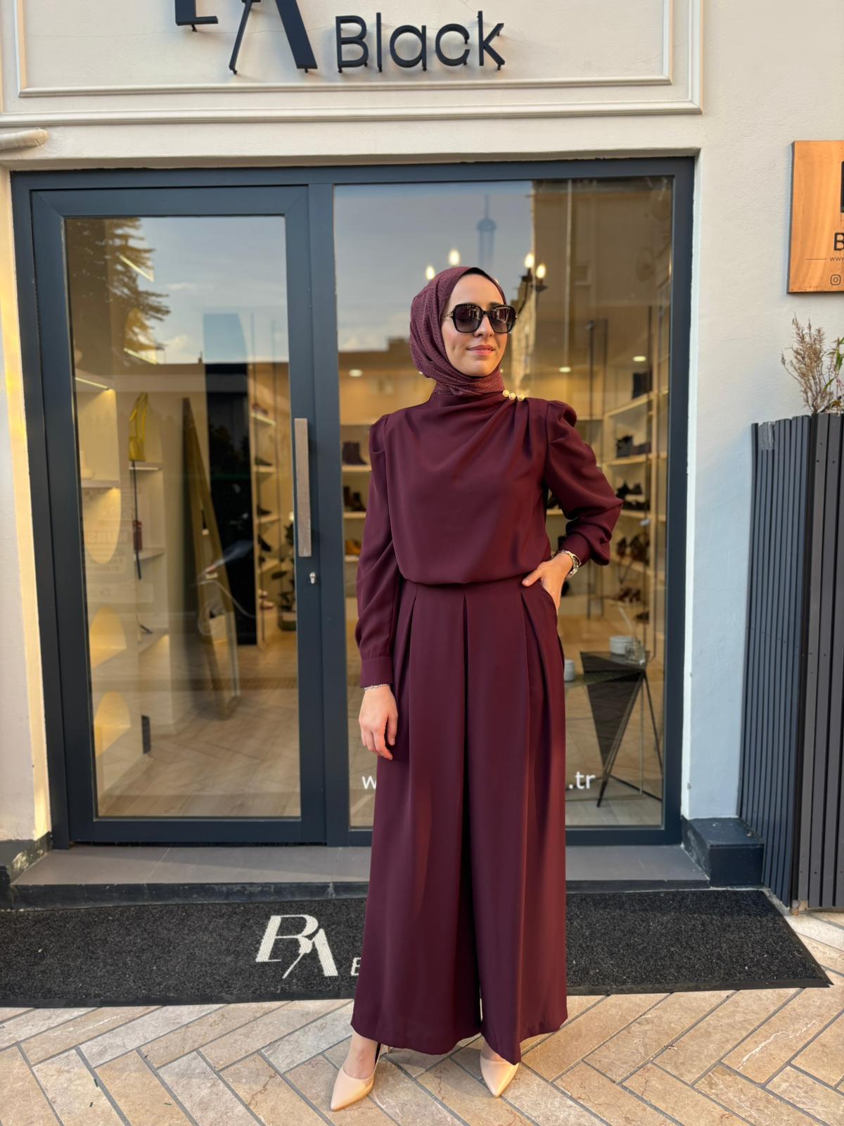 TD4295 Bois Kadın Takım Bordo