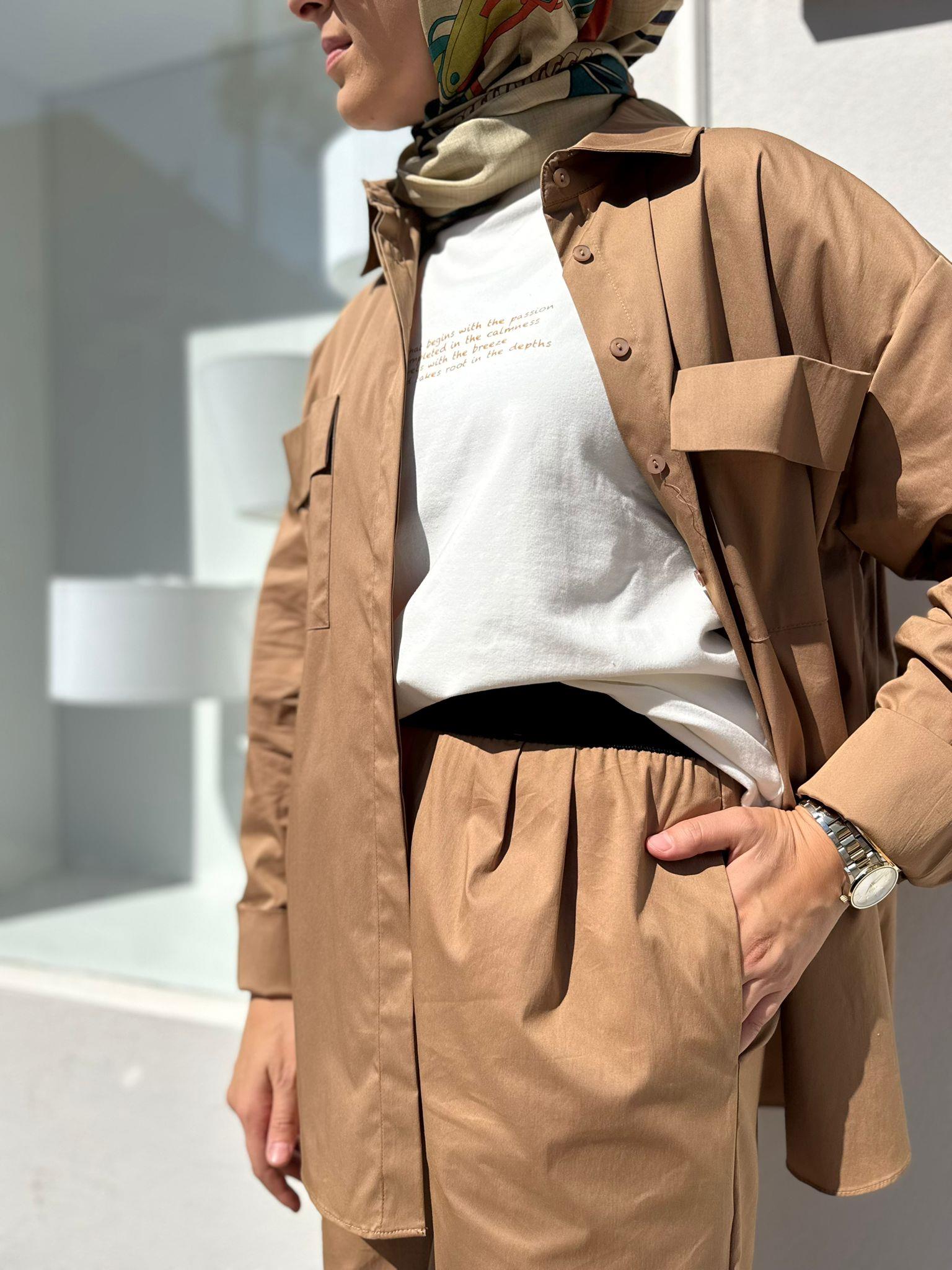 TD4308 Nova Paper Kadın Pantolon Camel