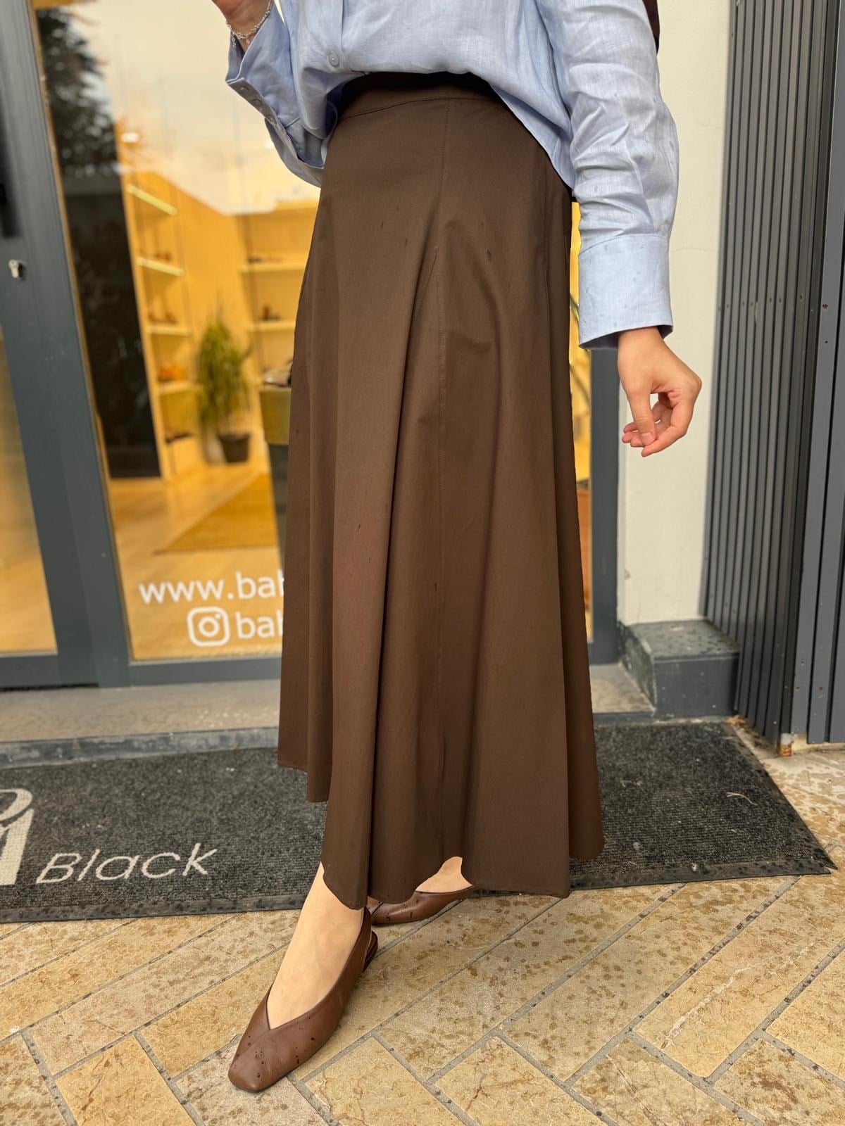 TD4437 Floren Kadın Etek Kahve