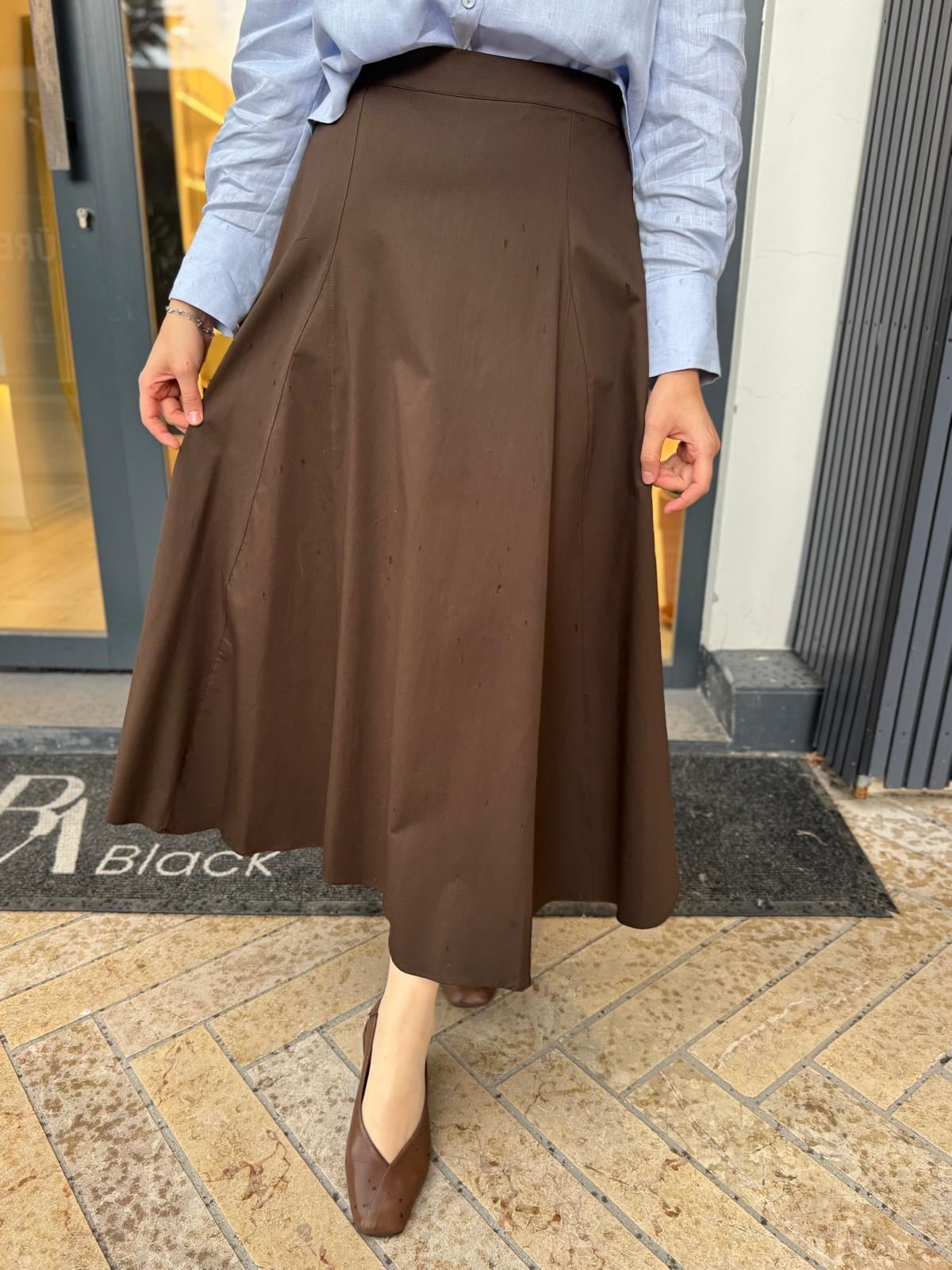 TD4437 Floren Kadın Etek Kahve