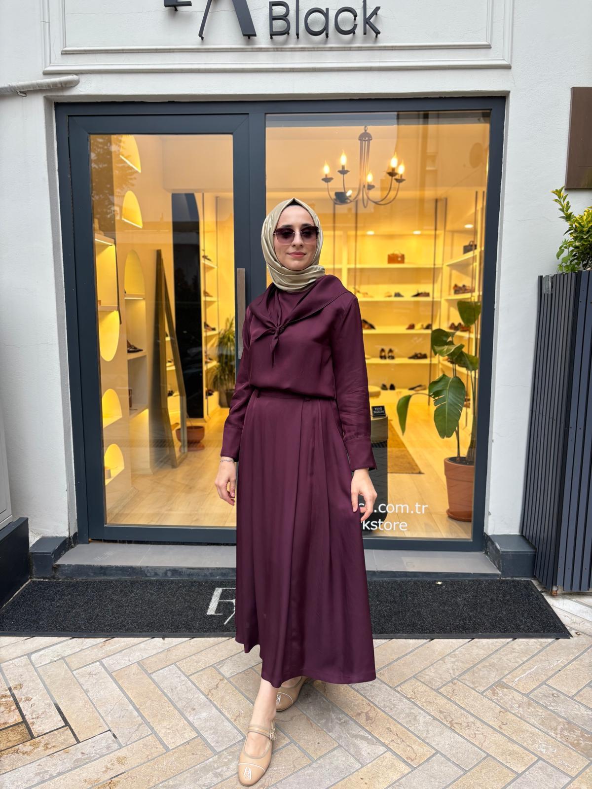 TD4454 Evan Asetat Etekli Takım Bordo