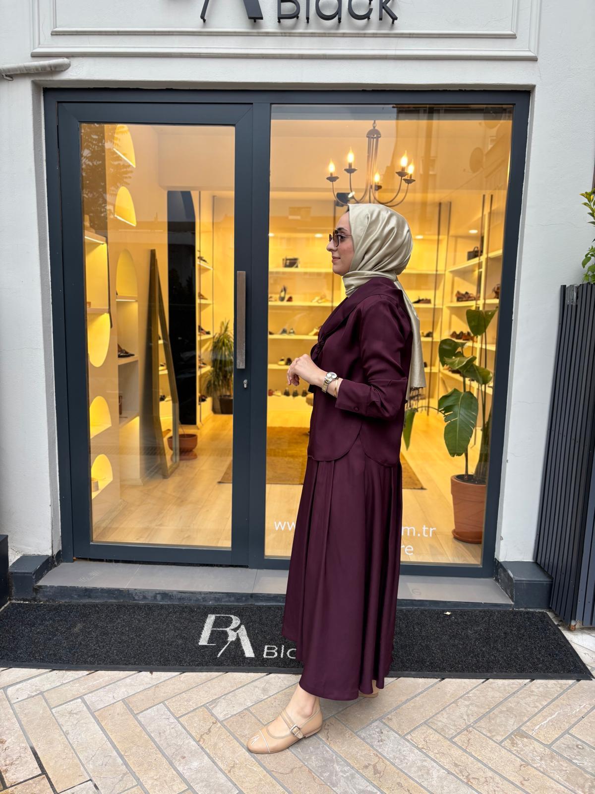 TD4454 Evan Asetat Etekli Takım Bordo