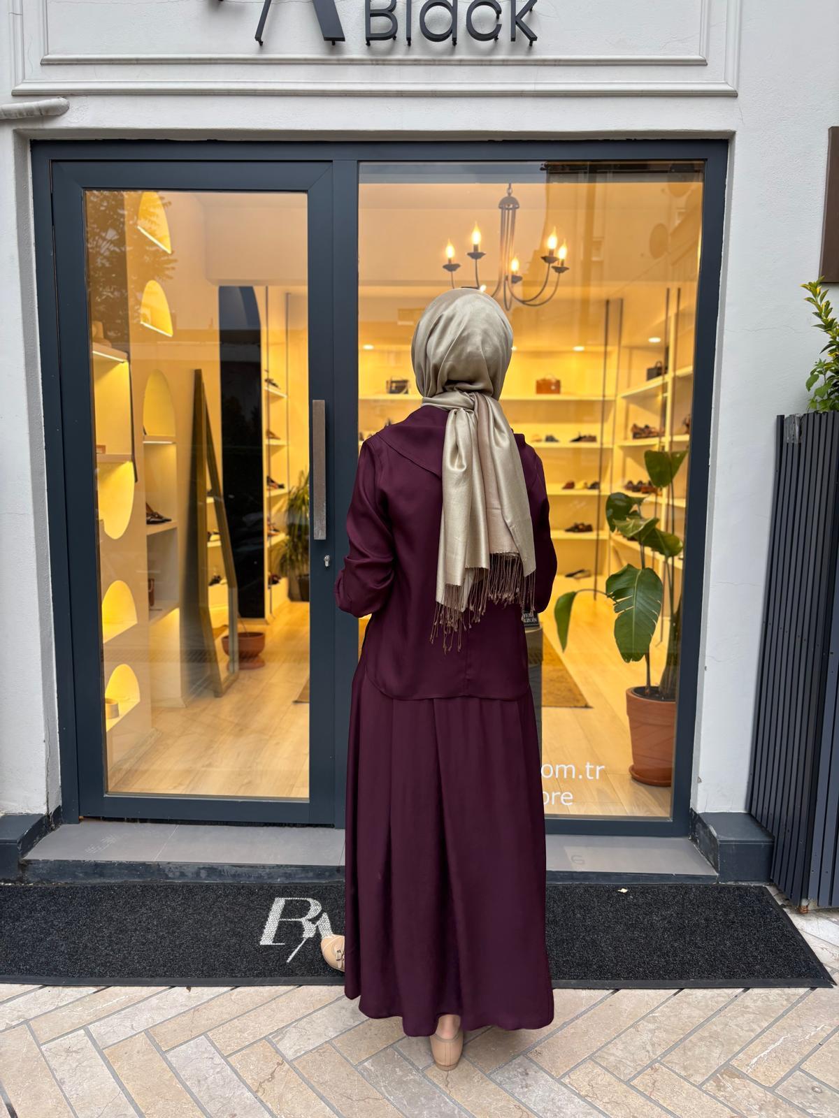 TD4454 Evan Asetat Etekli Takım Bordo