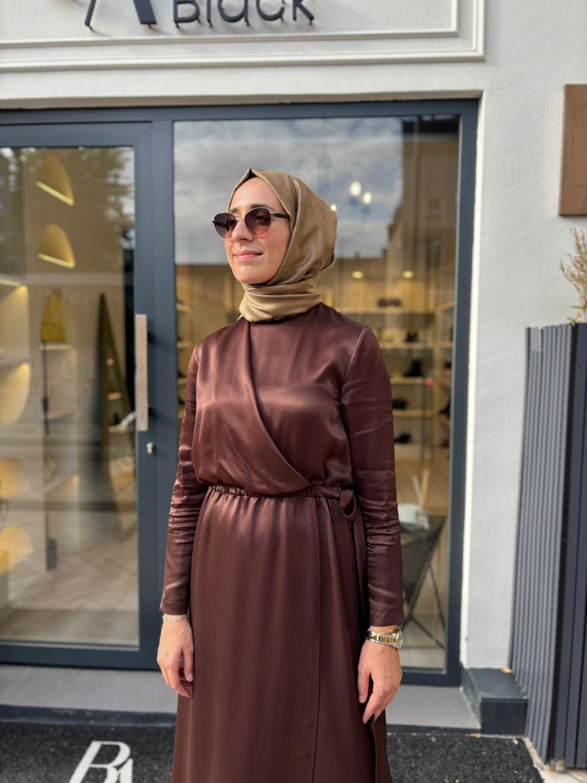 TD4503 Lucca Bağlamalı Kadın Elbise Kahve