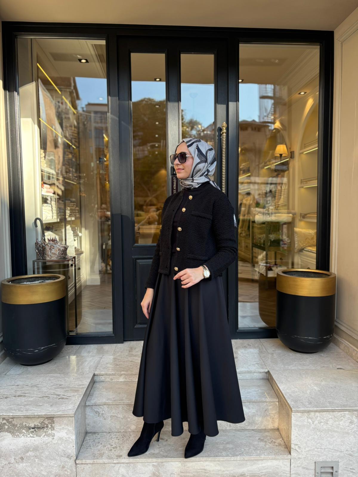 TD4601 Verona Dokulu Kadın Hırka Siyah