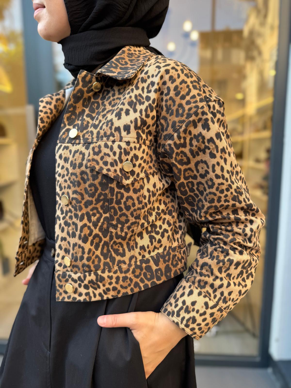 TD4633 Flam Leopar Kadın Ceket Leopar