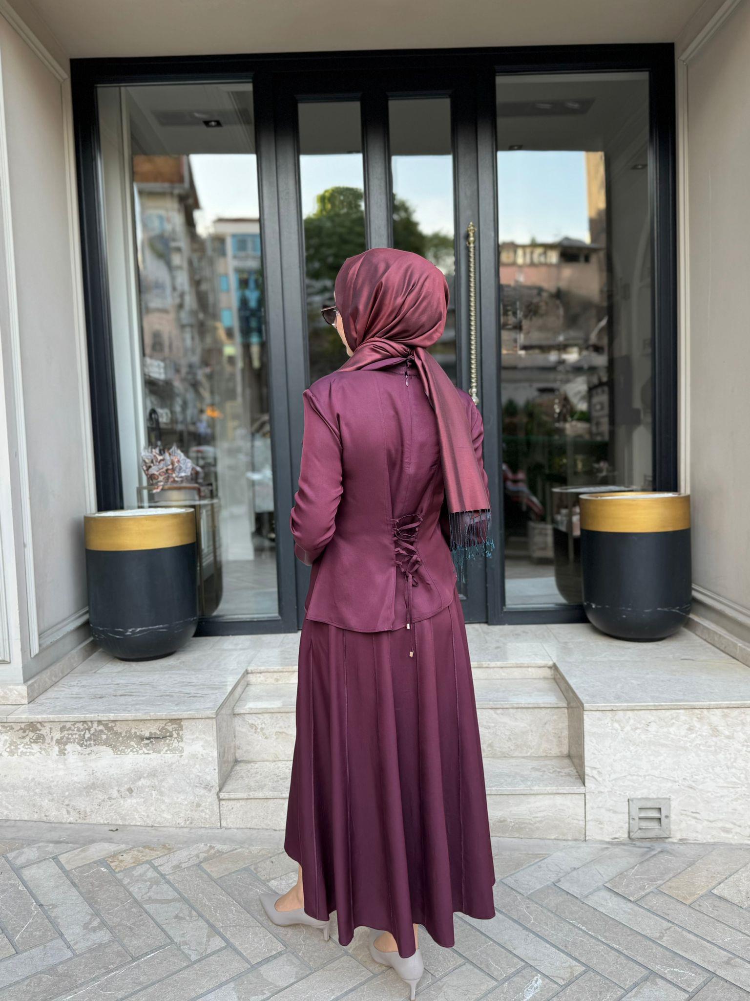 TD4643 Lima Parça Detaylı Kadın Takım Bordo