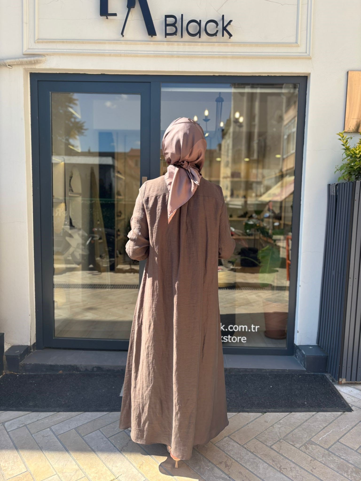 TD4726 Maya Bol Kesim Kadın Elbise Kahve