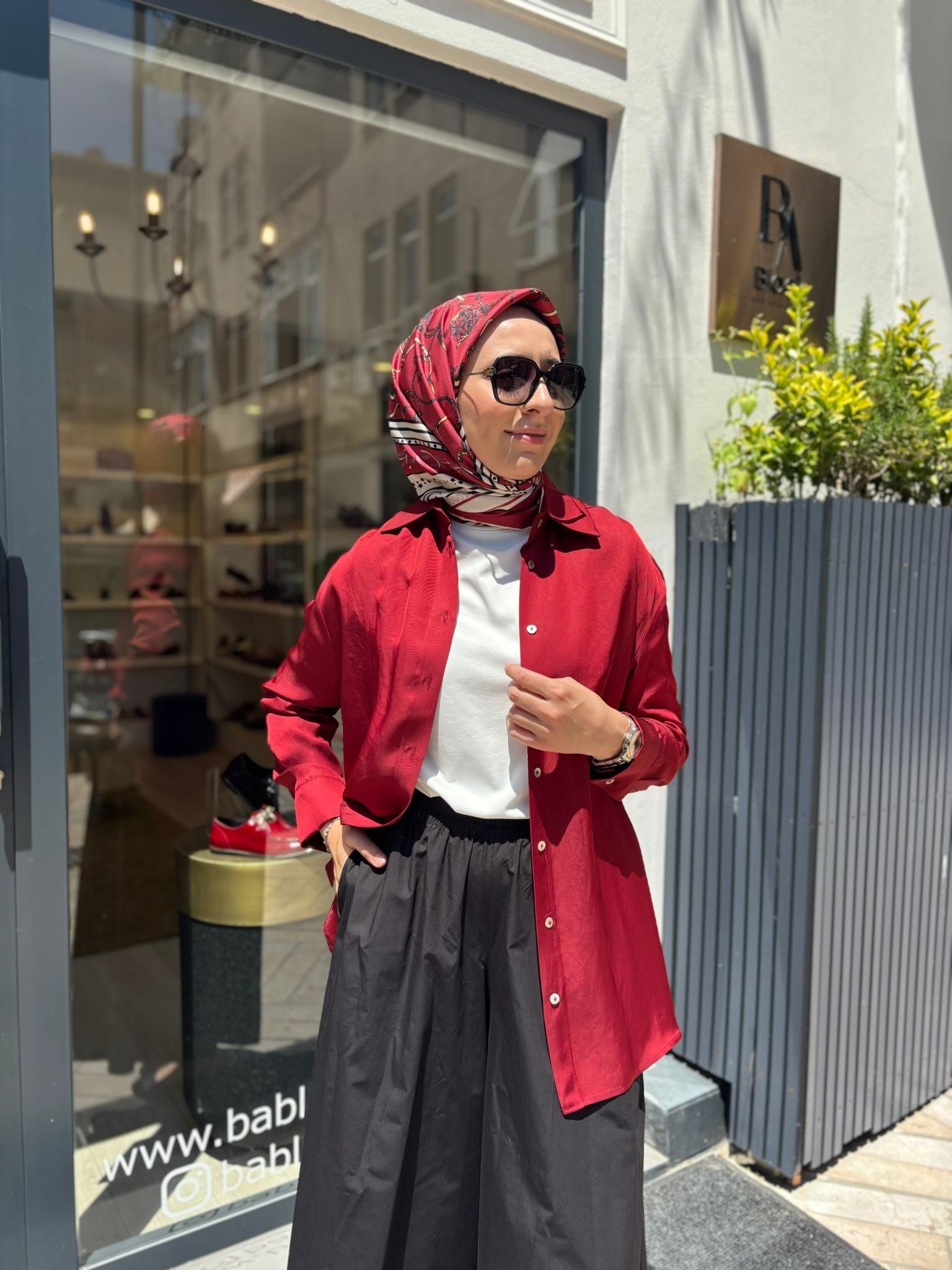 TD4765 Lilac Asetat Kadın Gömlek Kırmızı