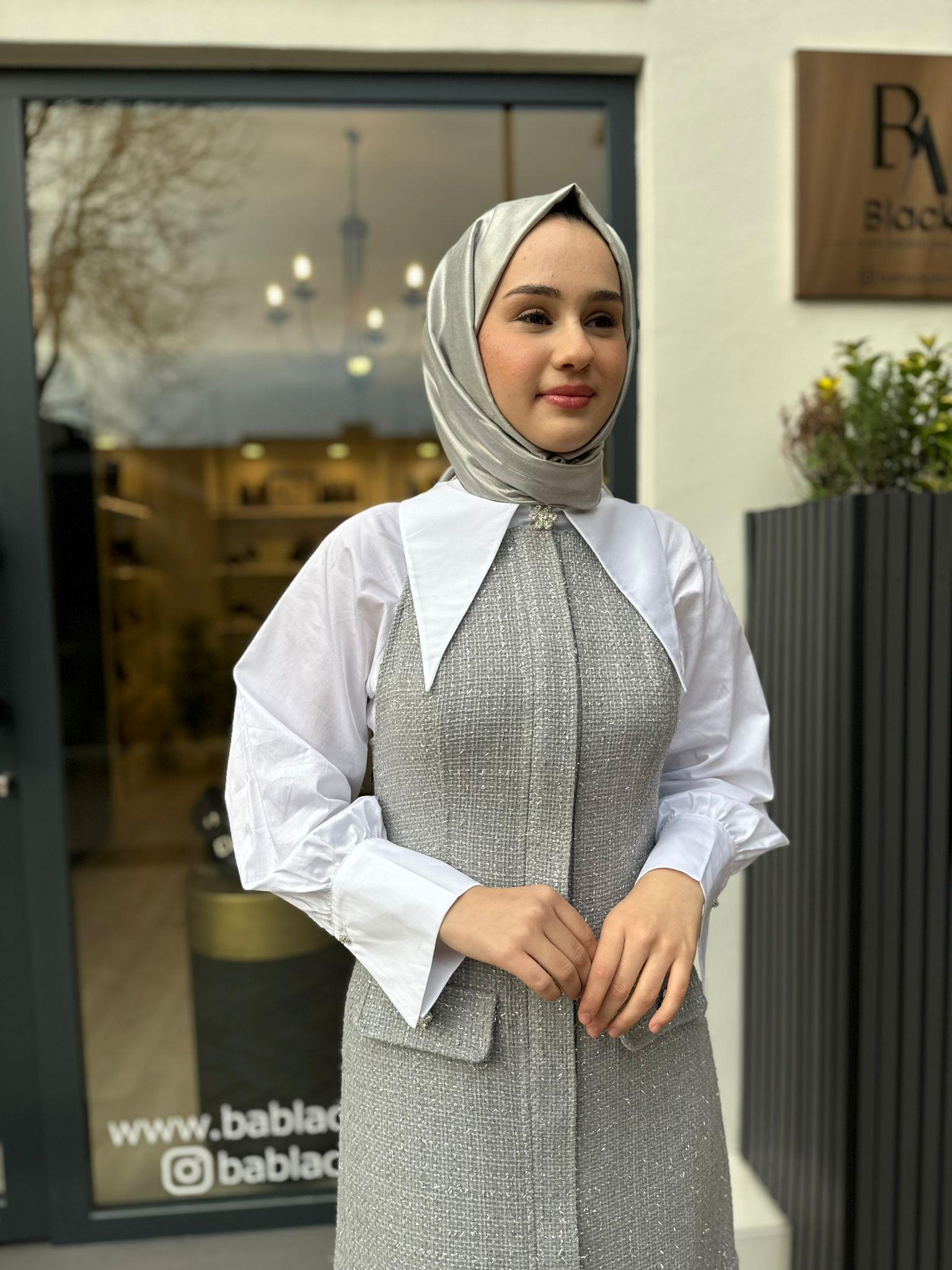 Tüvit Cep Detaylı Rother Kadın Elbise Gri