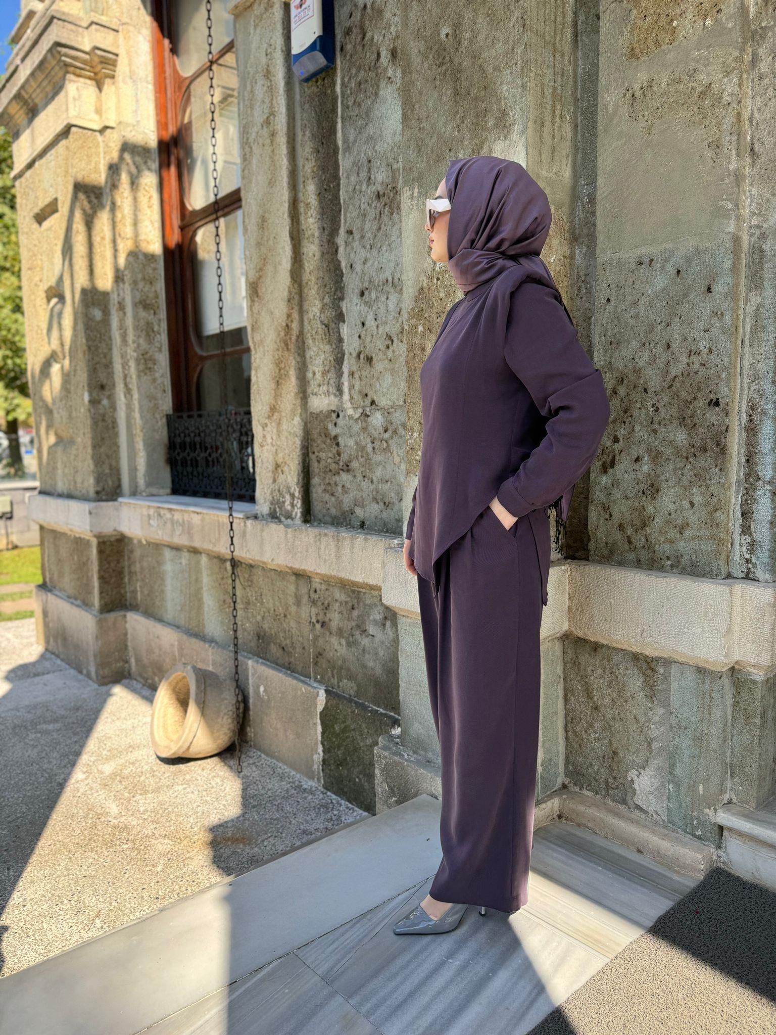 Vatka Omuz Detaylı Kadın Bluz Mürdüm