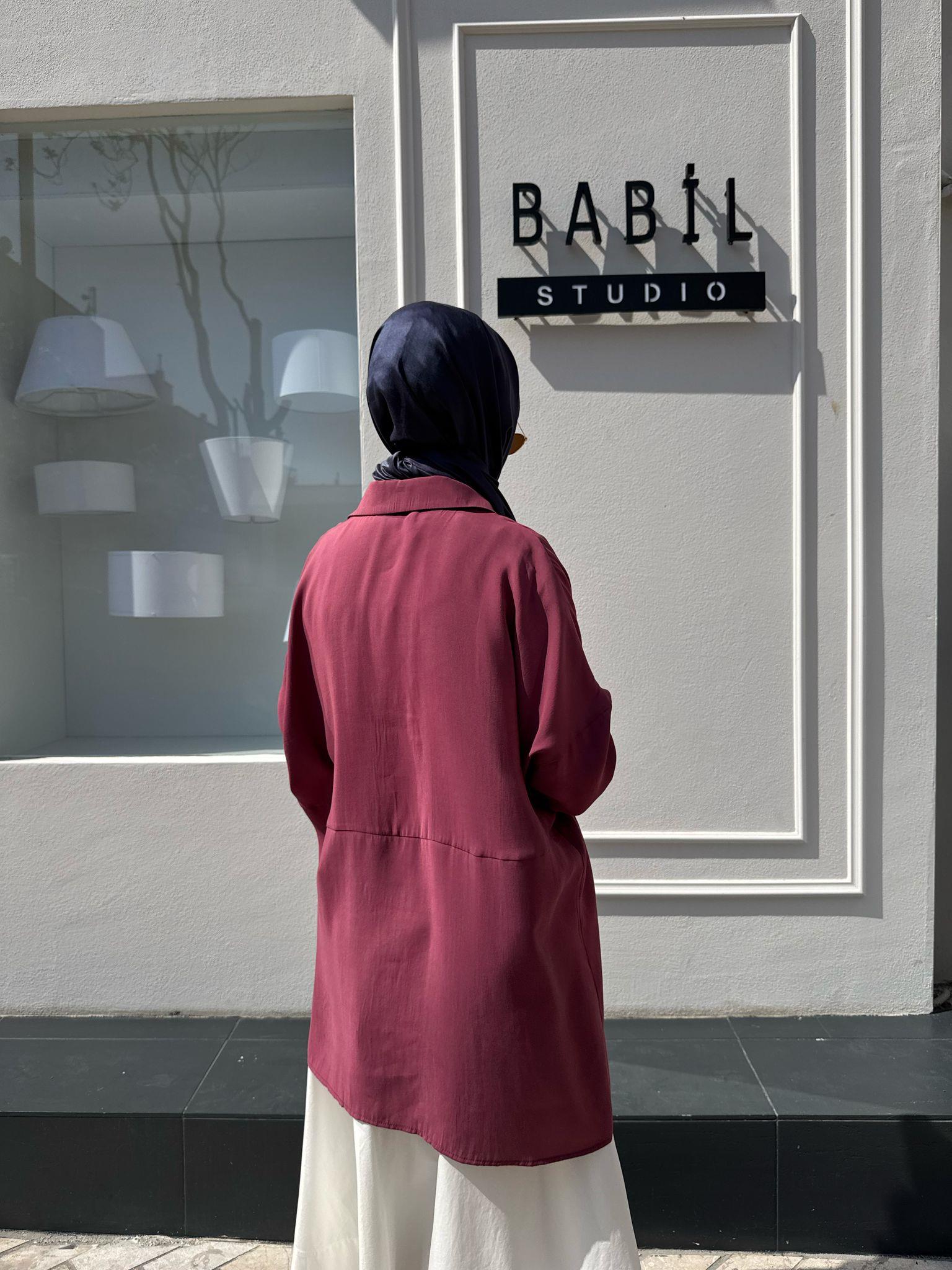 Yarasa Kol Kadın Basic Gömlek Mürdüm