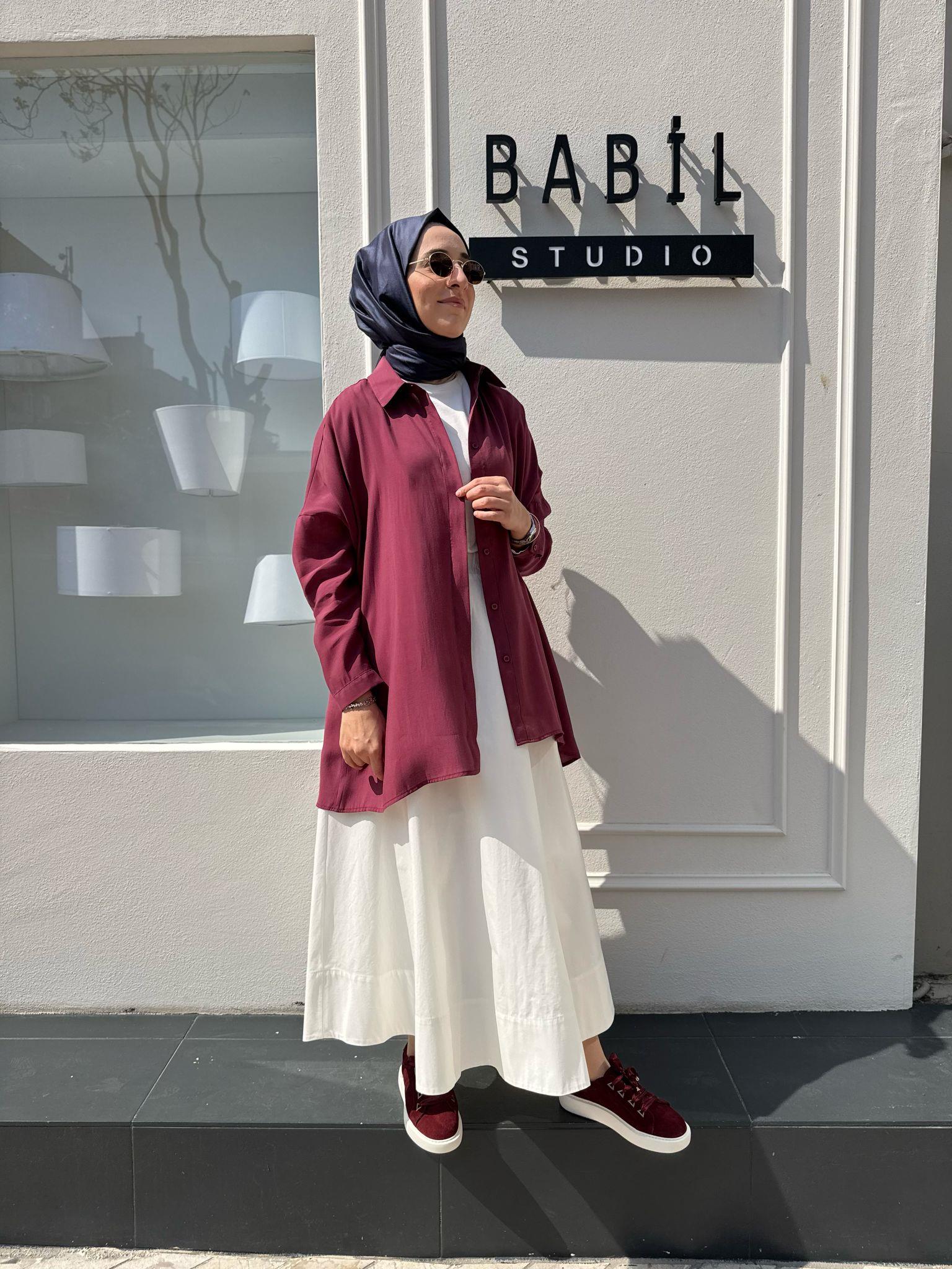 Yarasa Kol Kadın Basic Gömlek Mürdüm