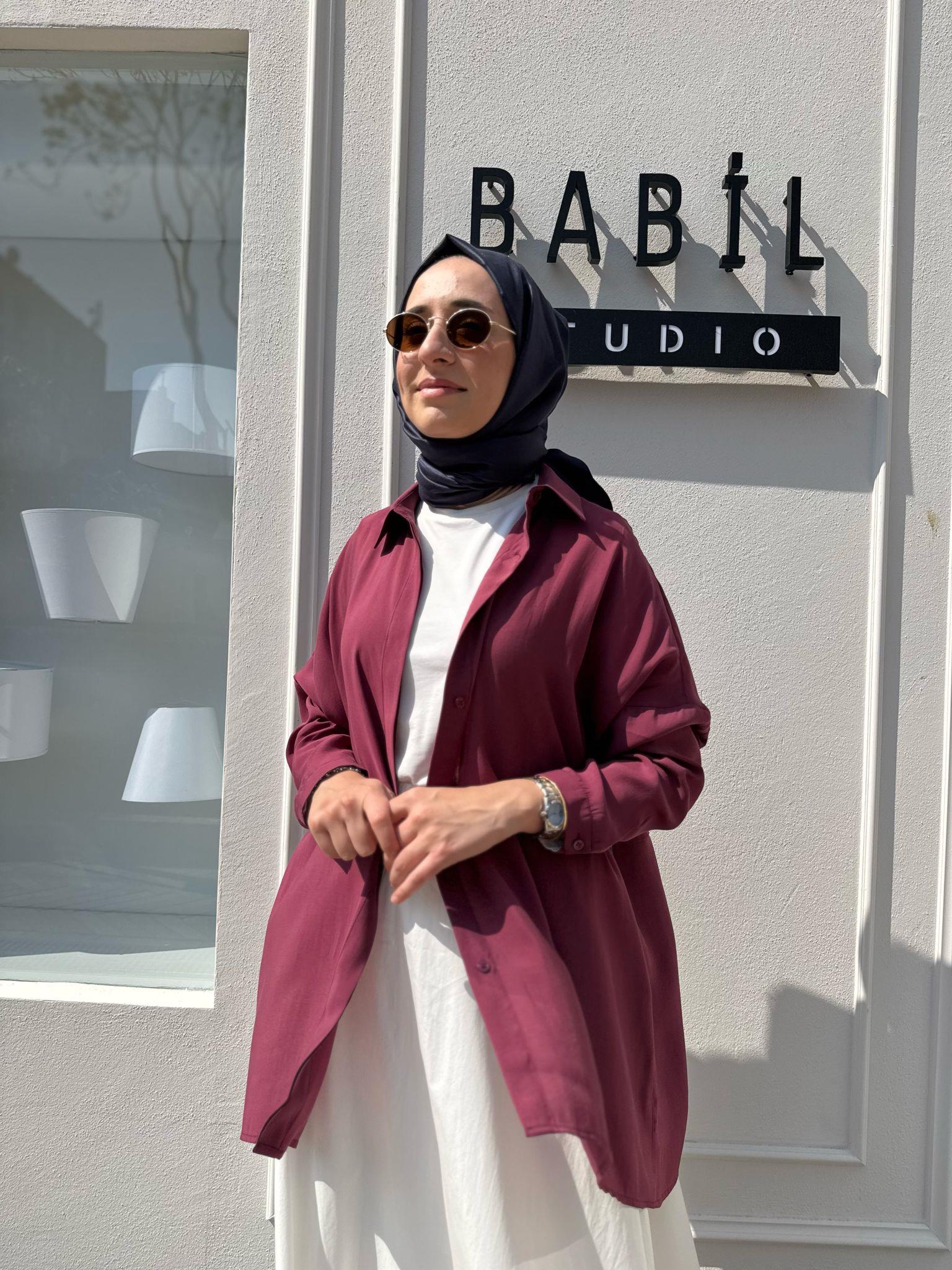 Yarasa Kol Kadın Basic Gömlek Mürdüm