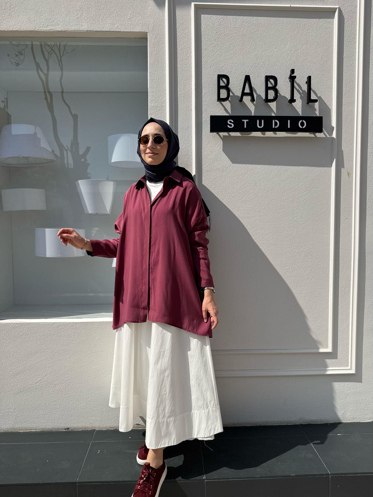 Yarasa Kol Kadın Basic Gömlek Mürdüm