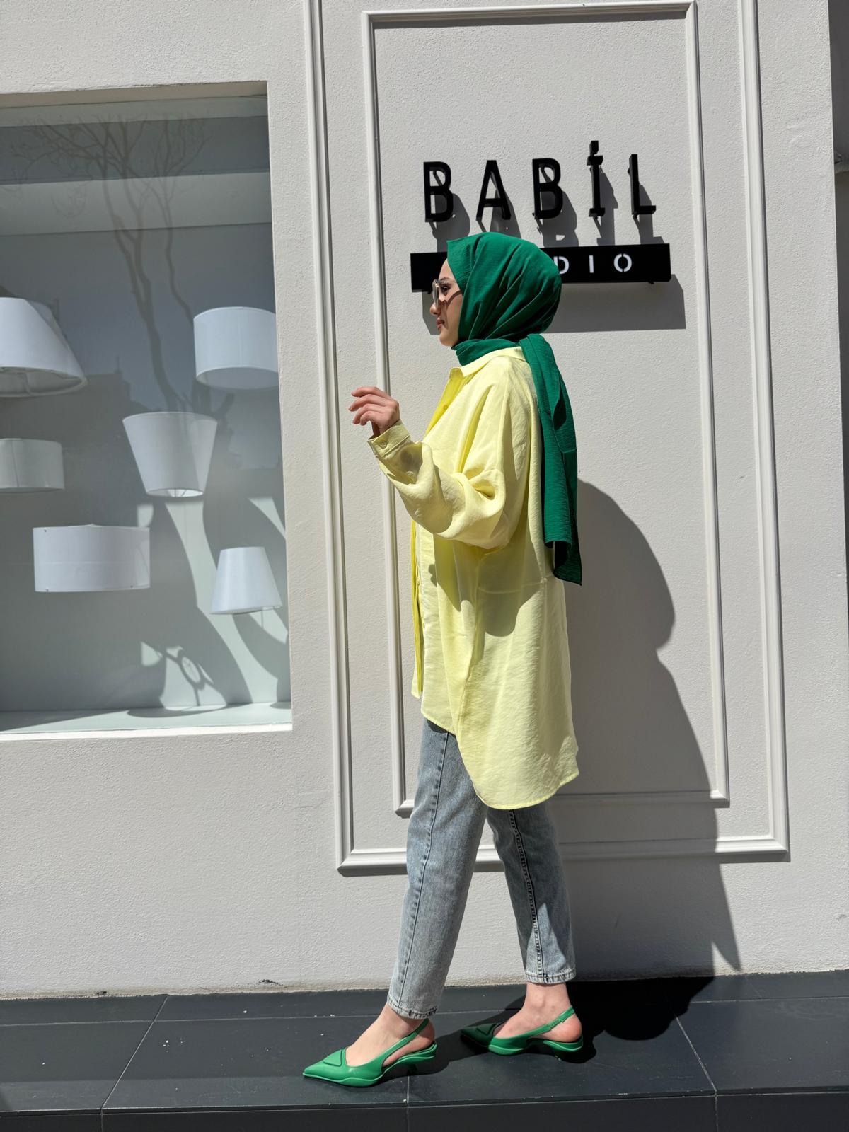 Yarasa Kol Kadın Basic Gömlek Sarı