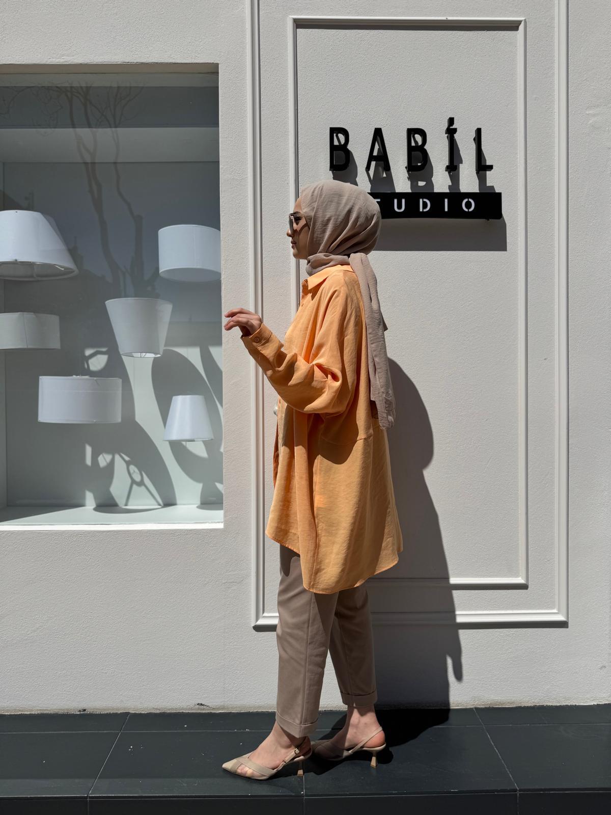 Yarasa Kol Kadın Basic Gömlek Somon