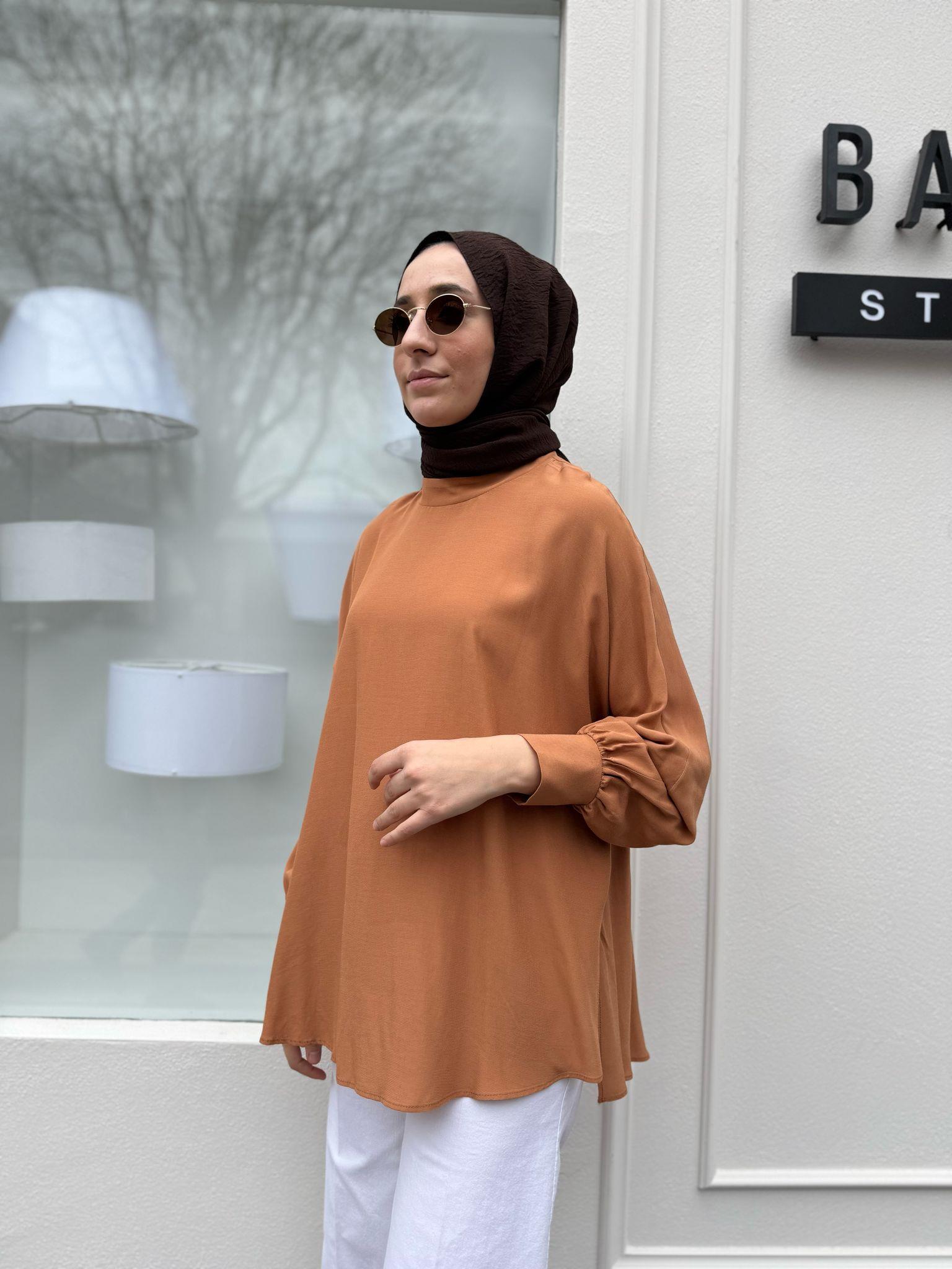 Yarasa Kol Kadın Tunik Camel
