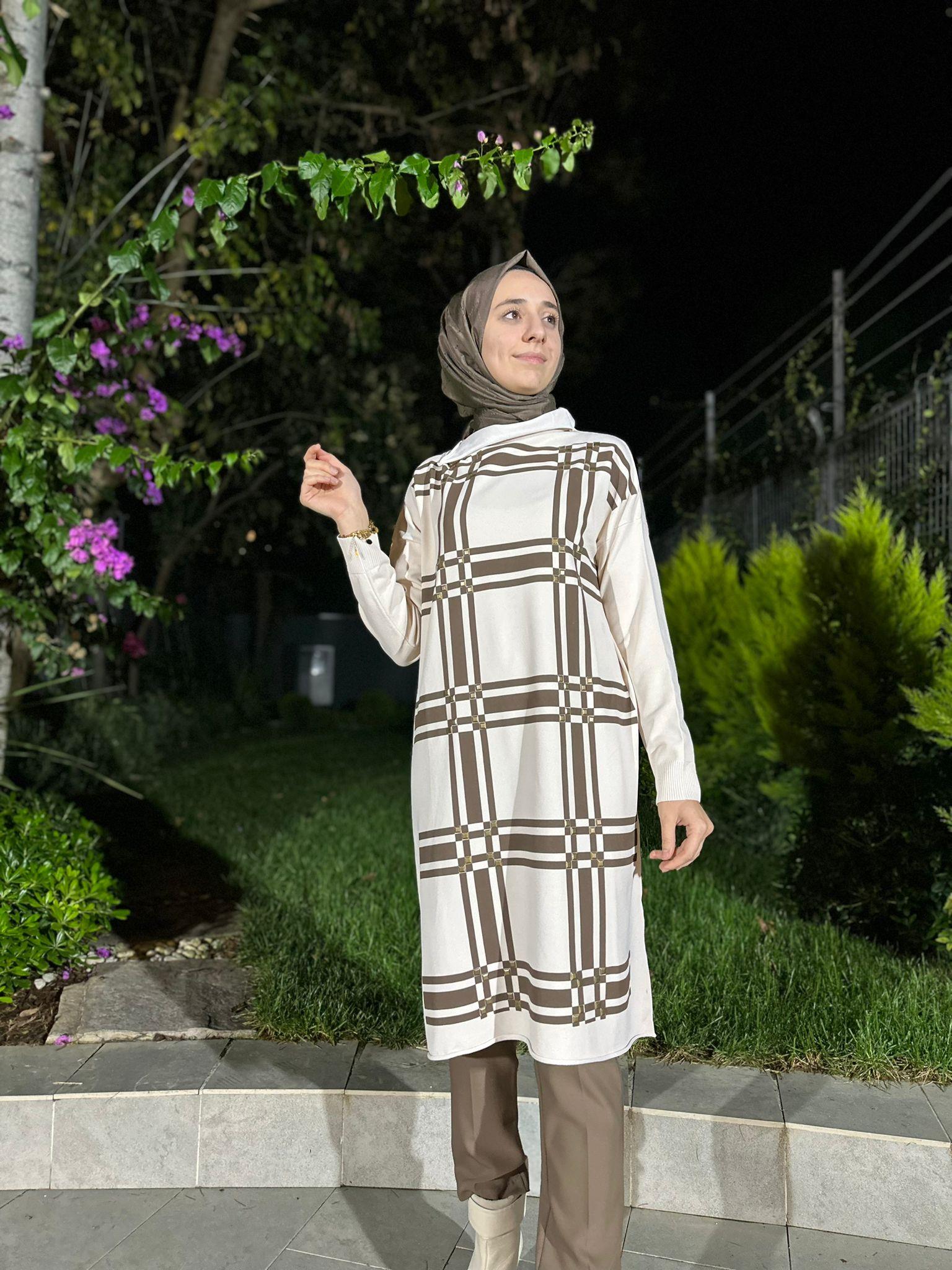 Zımbalı Triko Tunik Taş Rengi