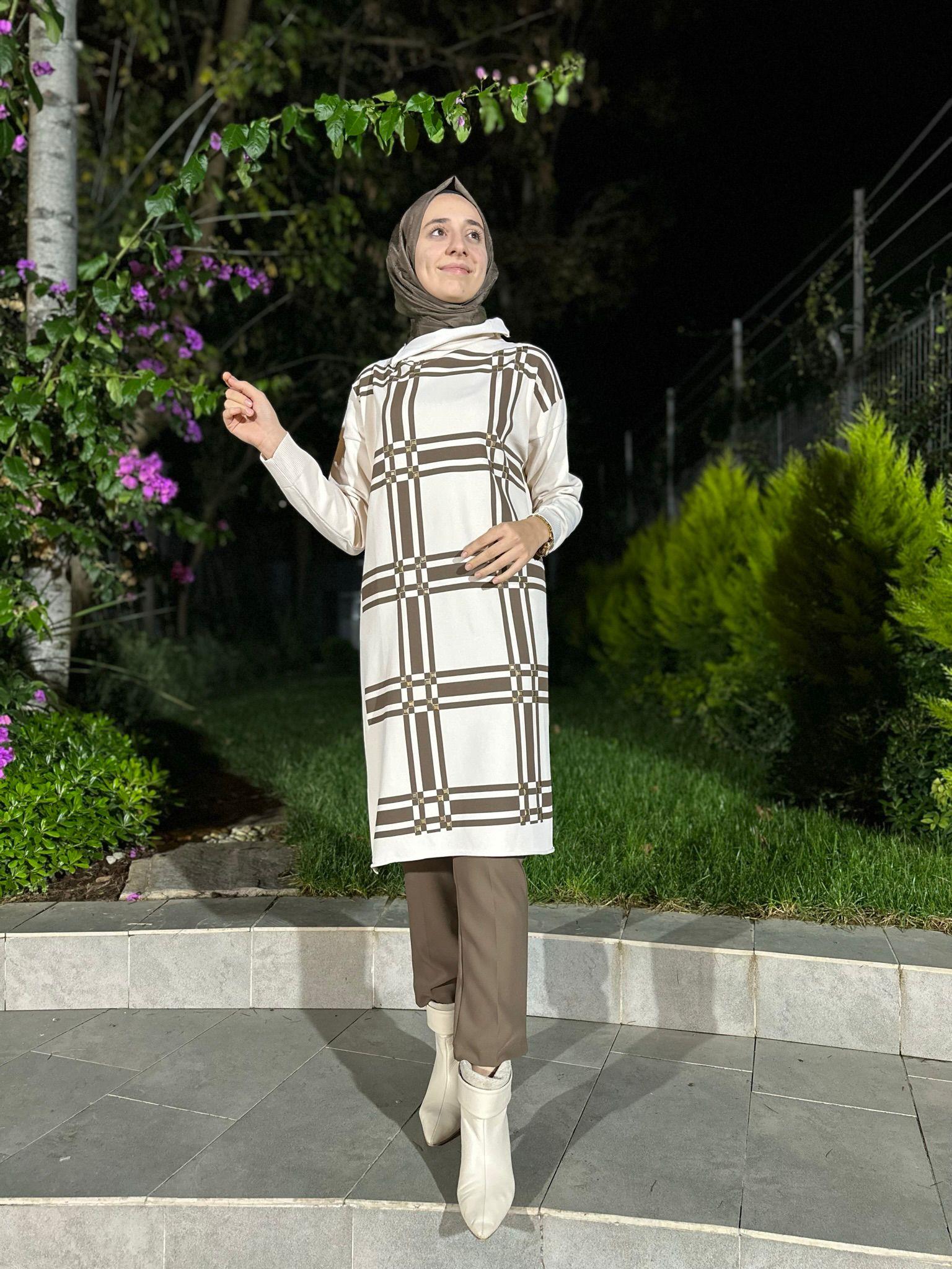 Zımbalı Triko Tunik Taş Rengi