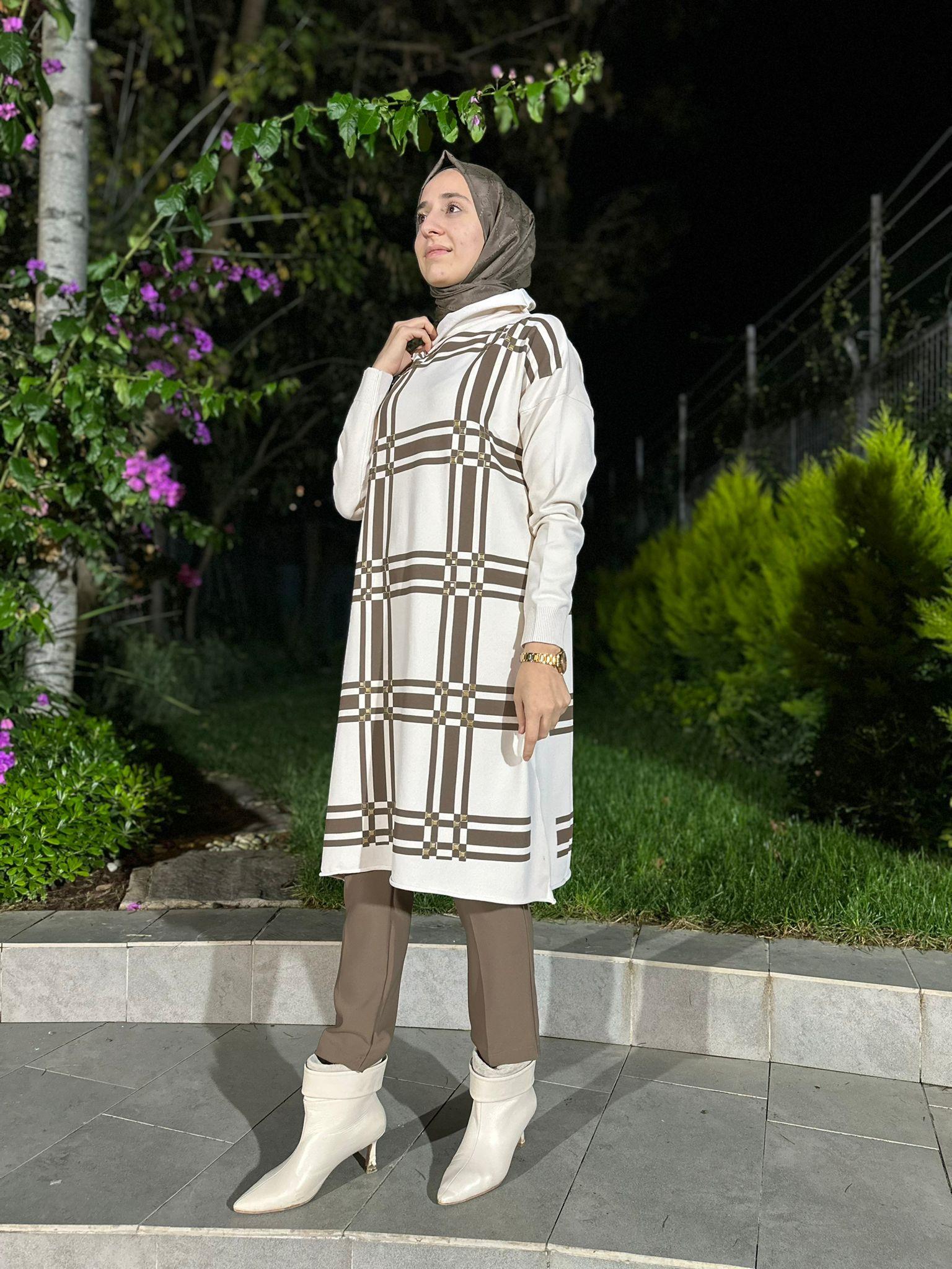 Zımbalı Triko Tunik Taş Rengi