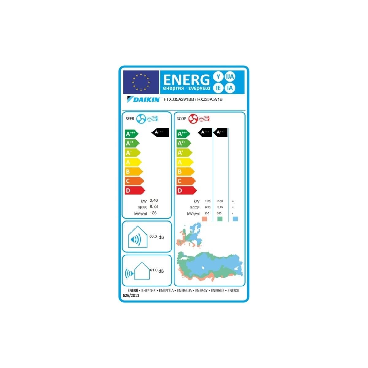 Daikin Emura FTXJ35AW A+++ 12000 BTU Inverter Duvar Tipi Klima