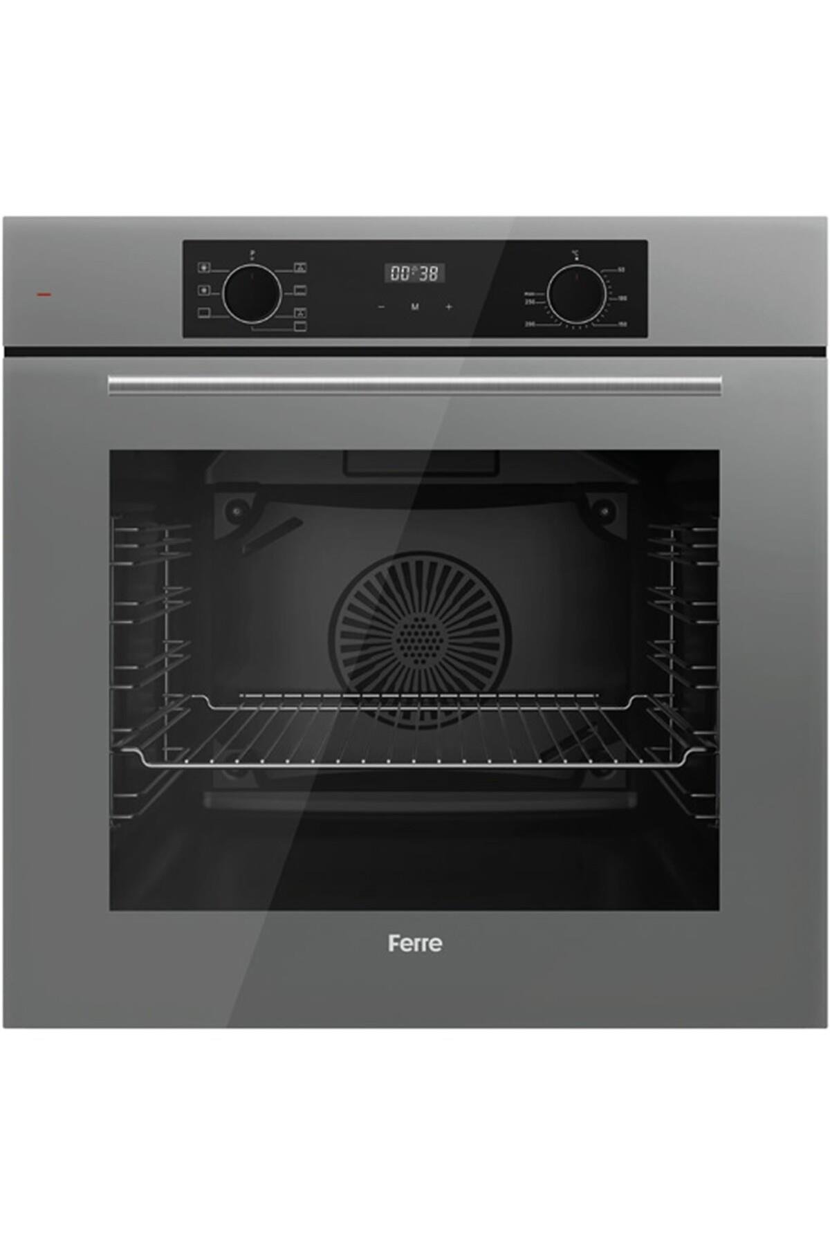 Ferre Flowart QBL63CPR-SS208-D079 7 Prog. Dijital Turbo Ankastre Set - Gri