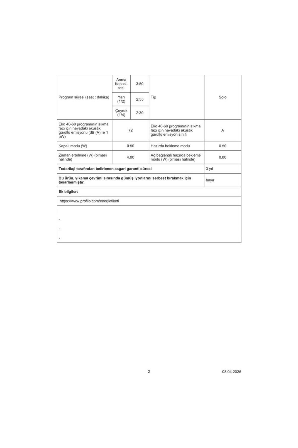 Profilo CGA25202TR 1200 Devir 10 kg Çamaşır Makinesi