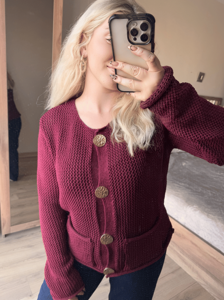 BORDO GOLD DÜĞMELİ HIRKA