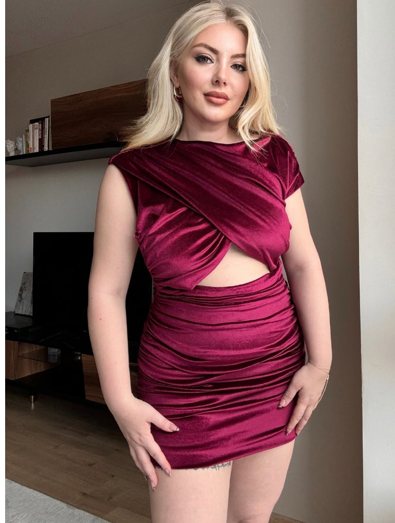 Bordo Kadife Elbise