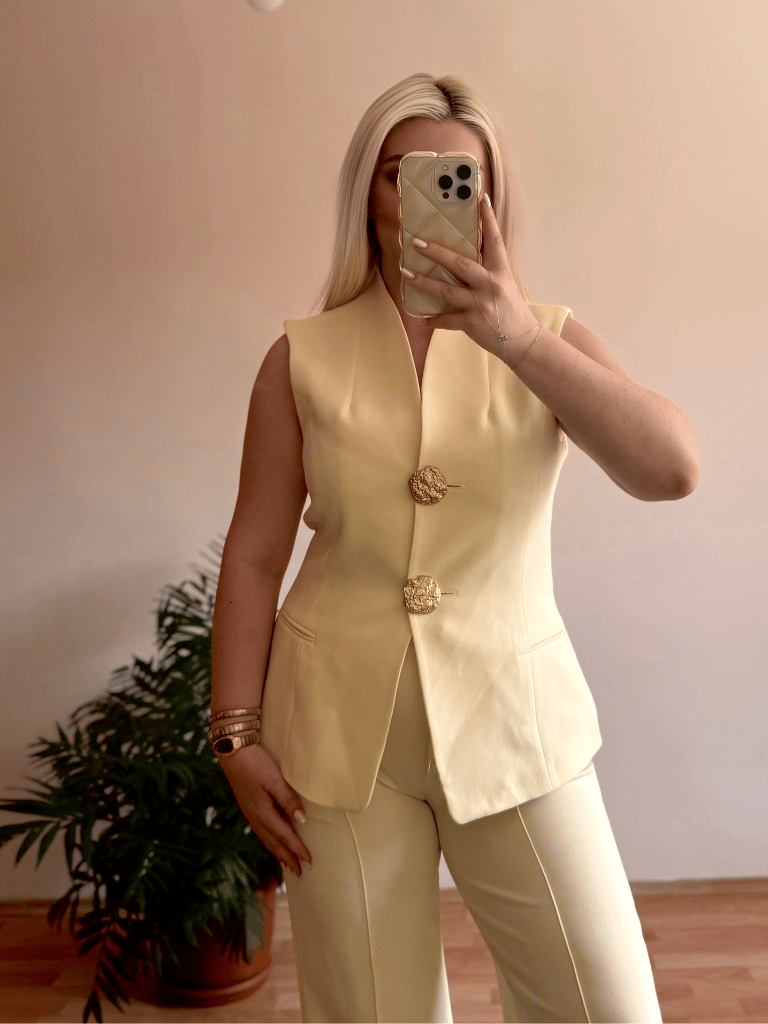 Butter Yellow Yelekli Takım