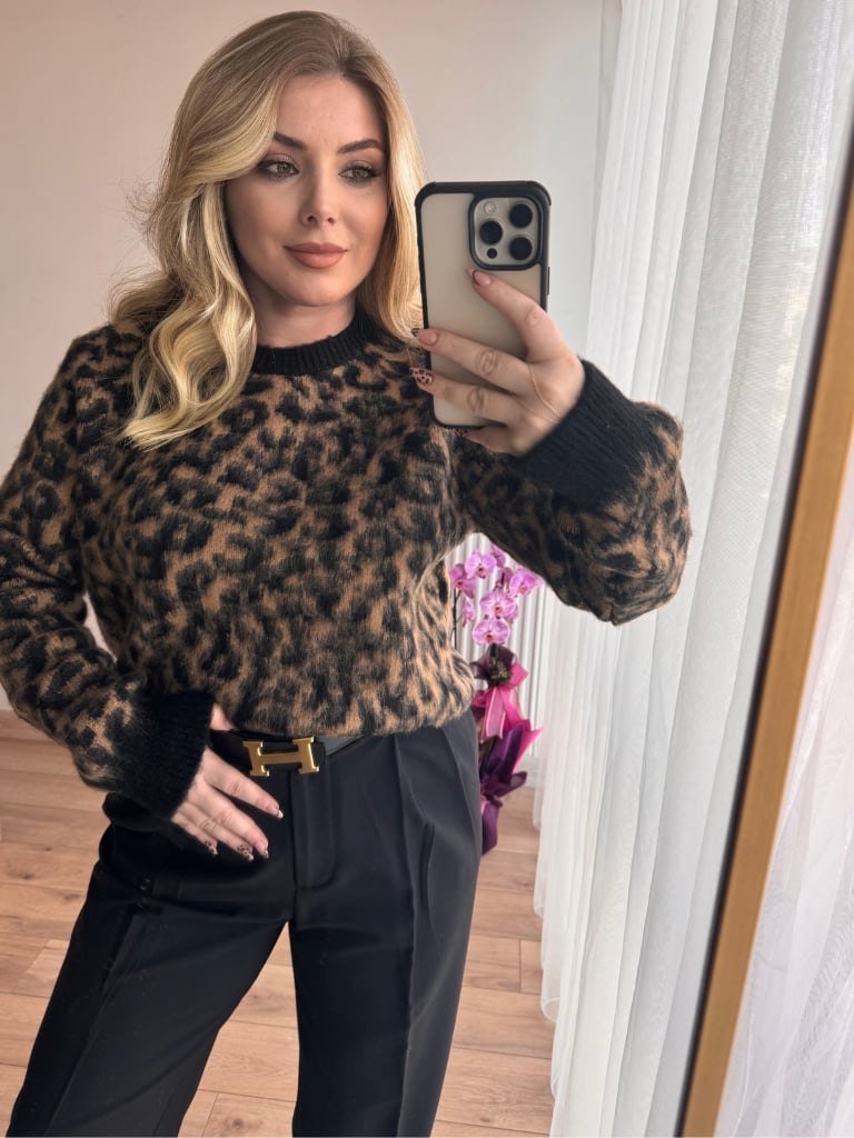 Leopar Desenli Kazak