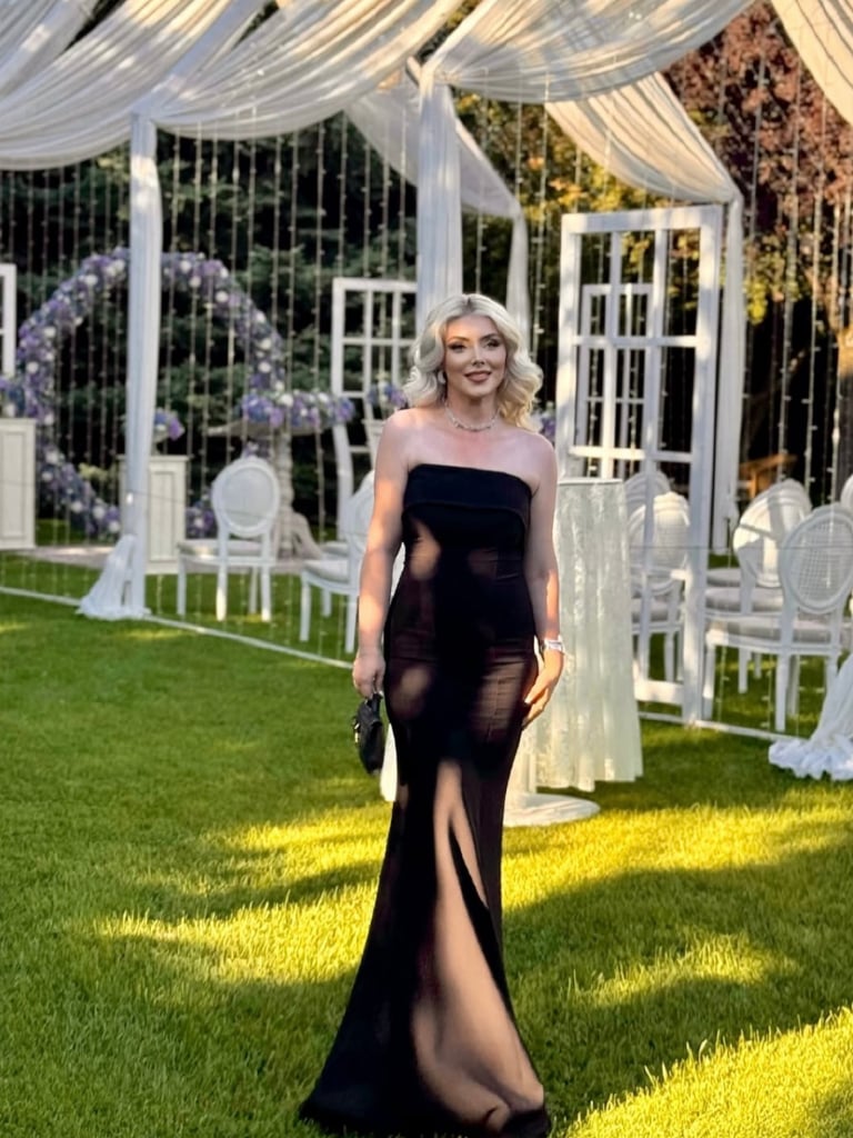 Siyah Balık Kesim Straplez Elbise